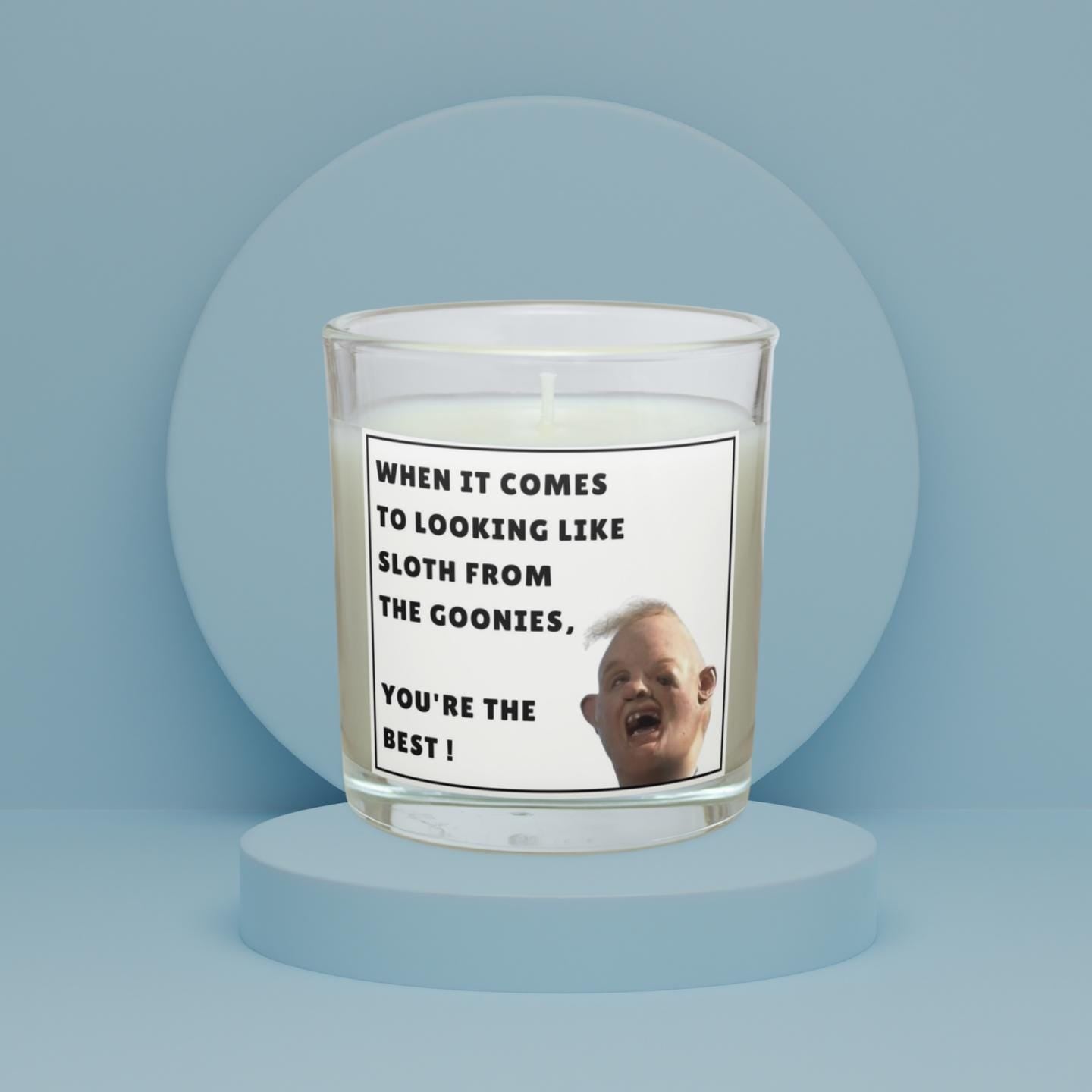 Sloth From the Goonies Funny Personalised Candle Gift | Novelty Gift for Friend | Funny Brother Gift | LOL Work Friend Candle | Novelty Ugly Etsy