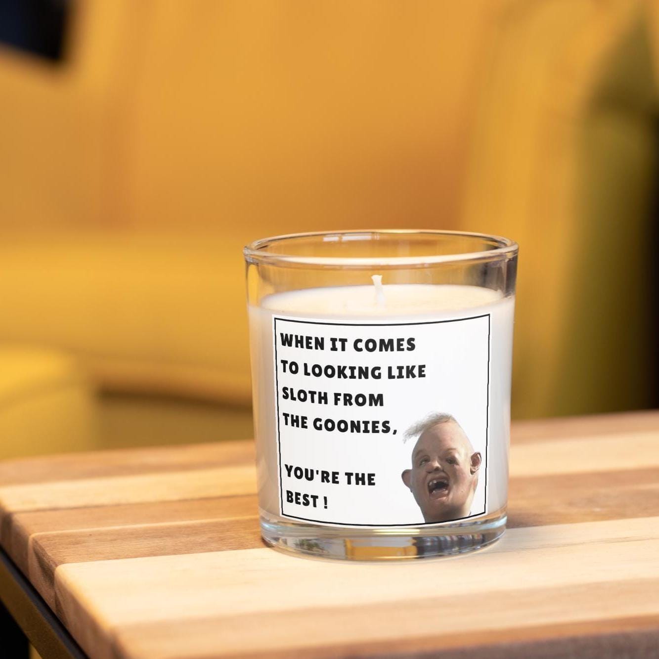 Sloth From the Goonies Funny Personalised Candle Gift | Novelty Gift for Friend | Funny Brother Gift | LOL Work Friend Candle | Novelty Ugly Etsy