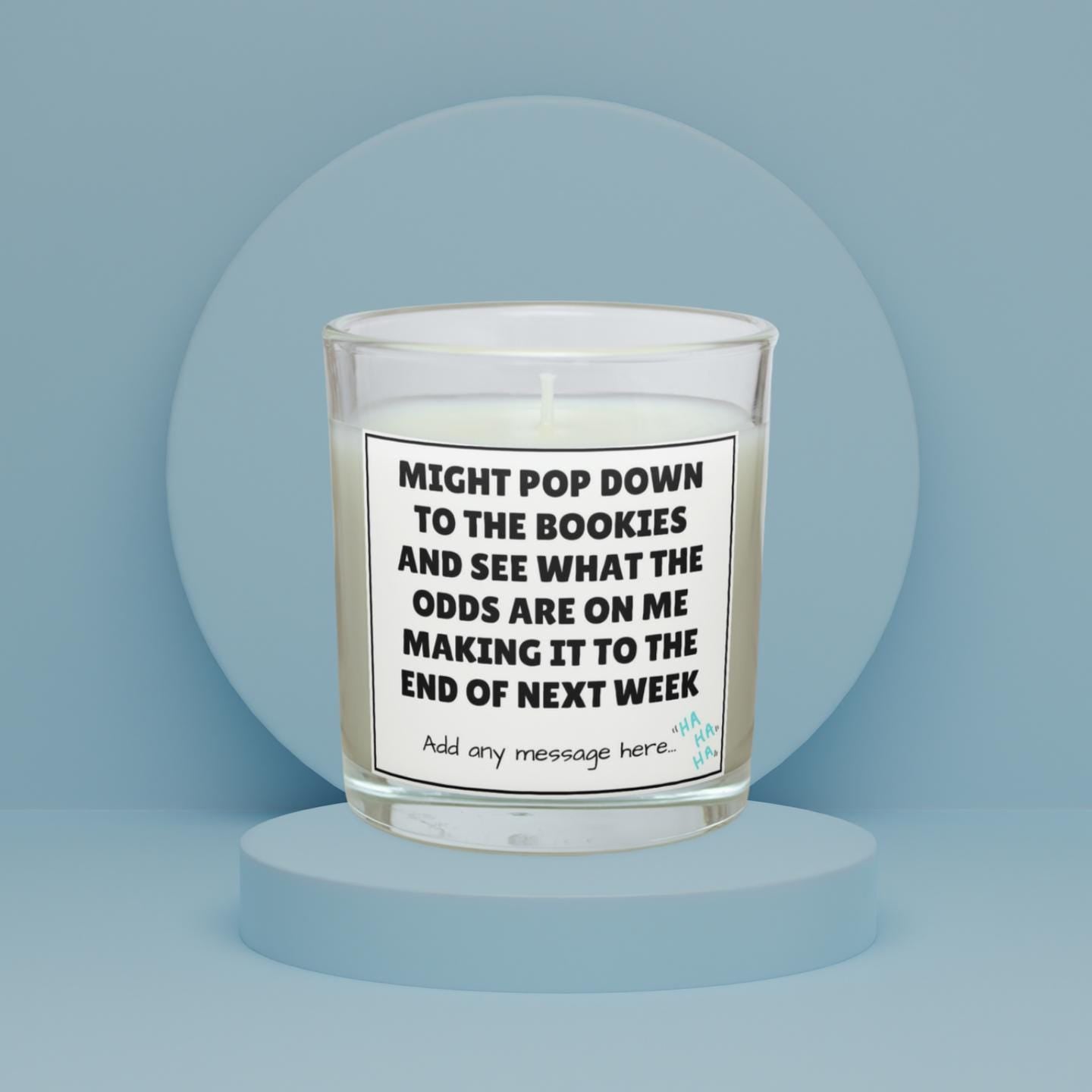 Dramatic Friend Funny Personalised Candle | Novelty Bookies Gift | Funny Sarcastic Friend Humour | Work Friend Gift | Odds on Surviving Gift Etsy