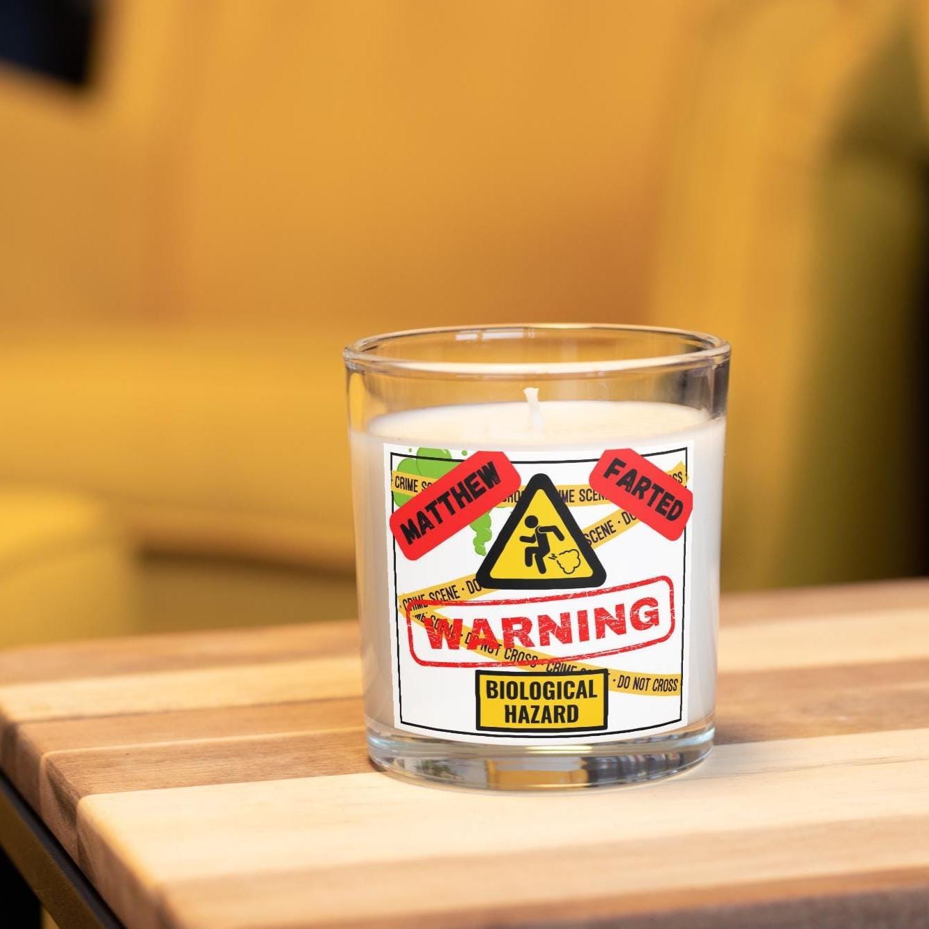Fart Hazard Warning Personalised Candle | Funny Candle | Funny Gift | funny Farted Gift | Rude Fart Joke | Toilet Humour | Funny Family Joke Etsy