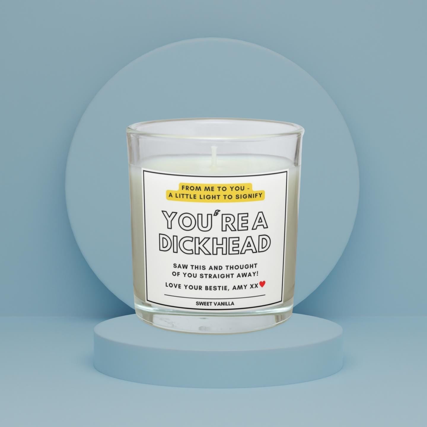 Dickhead Candle | Funny Candle | Novelty Gift | Dickhead Gift | You're A Dickhead | Gift for Him | Gifts for Her | Novelty Gifts | Rude Gift Etsy