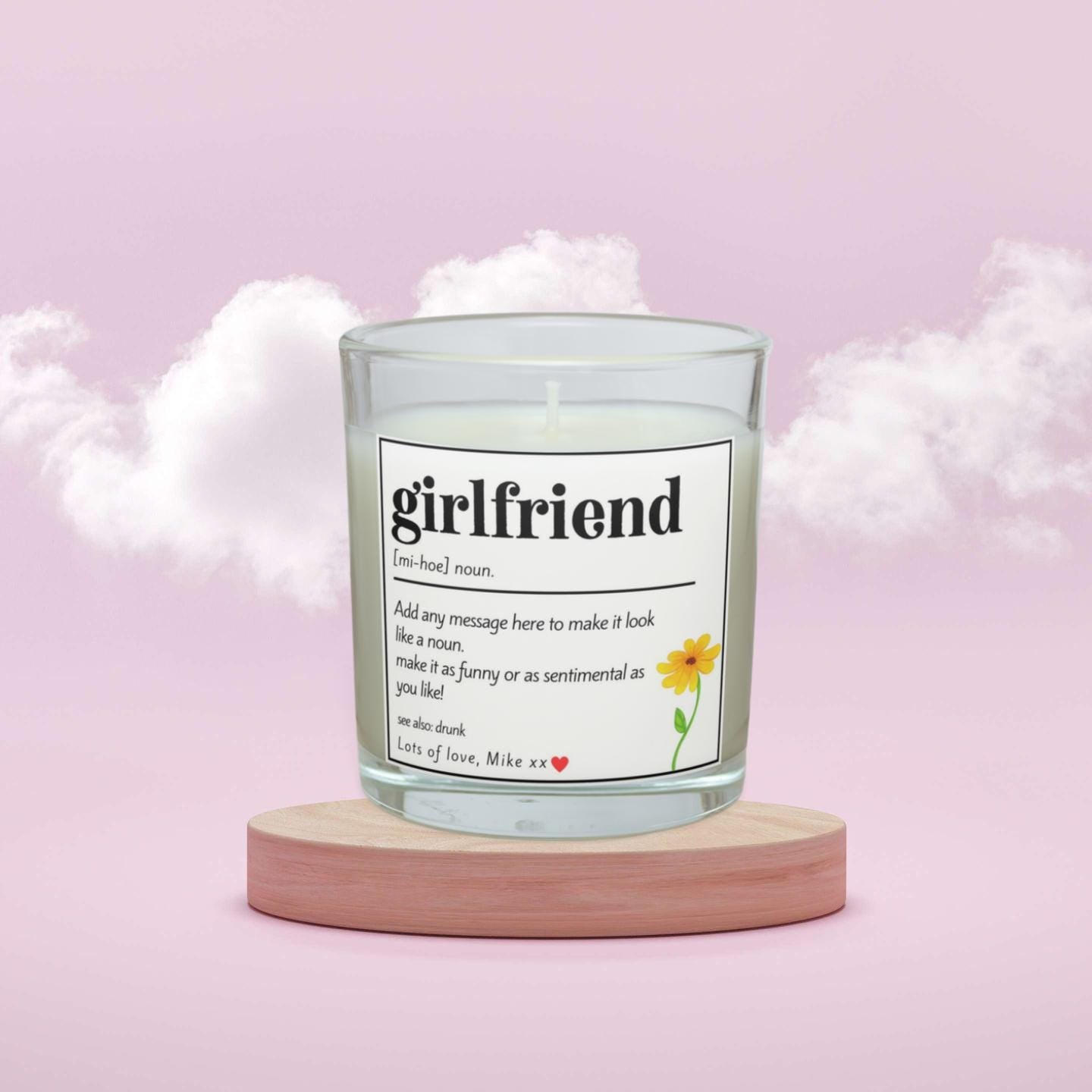 Girlfriend Noun Quote Personalised Candle | Gift for Girlfriend | Girlfriend Message Gift | Girlfriend Birthday | Girlfriend Anniversary Etsy