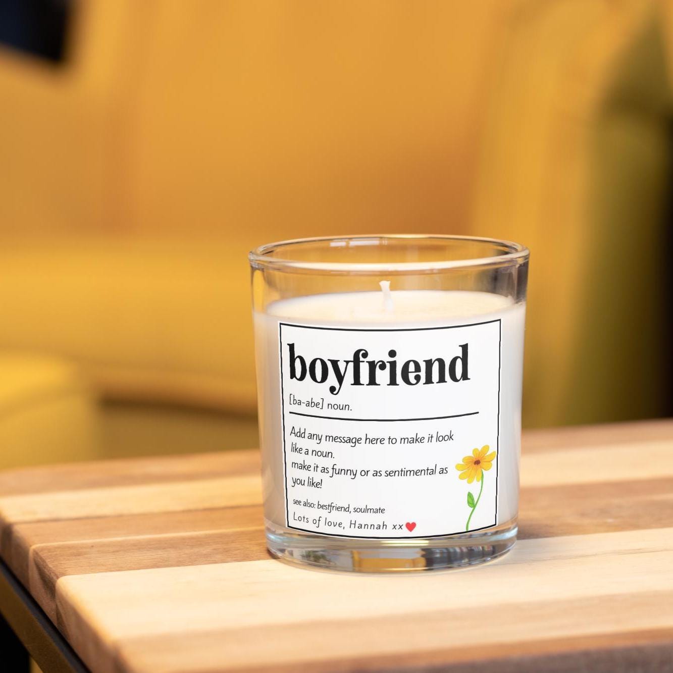 Boyfriend Noun Definition Personalised Candle Gift | Custom Boyfriend Quote Gift | Cute or Funny Boyfriend Gift | Romantic Message Boyfriend Etsy