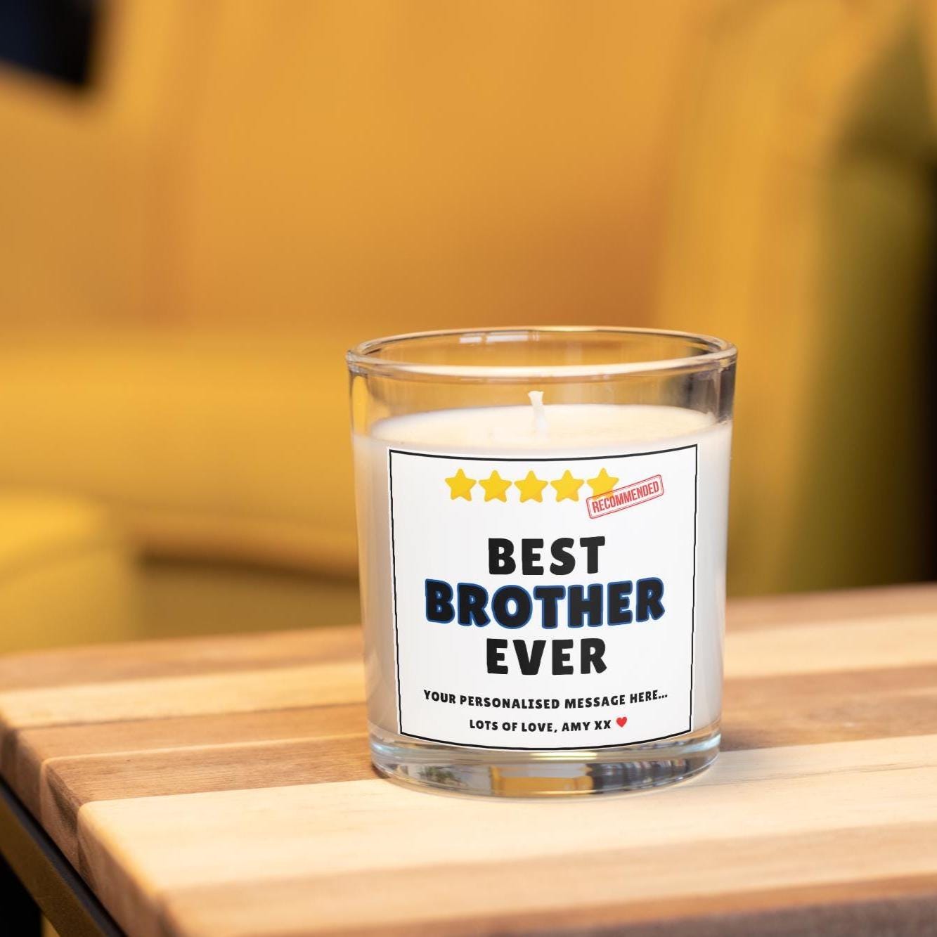Best Brother Ever 5-Stars Review Personalised Candle | Novelty Best brother Ever Review | Brother Birthday | Thank You Brother Candle Gift Etsy