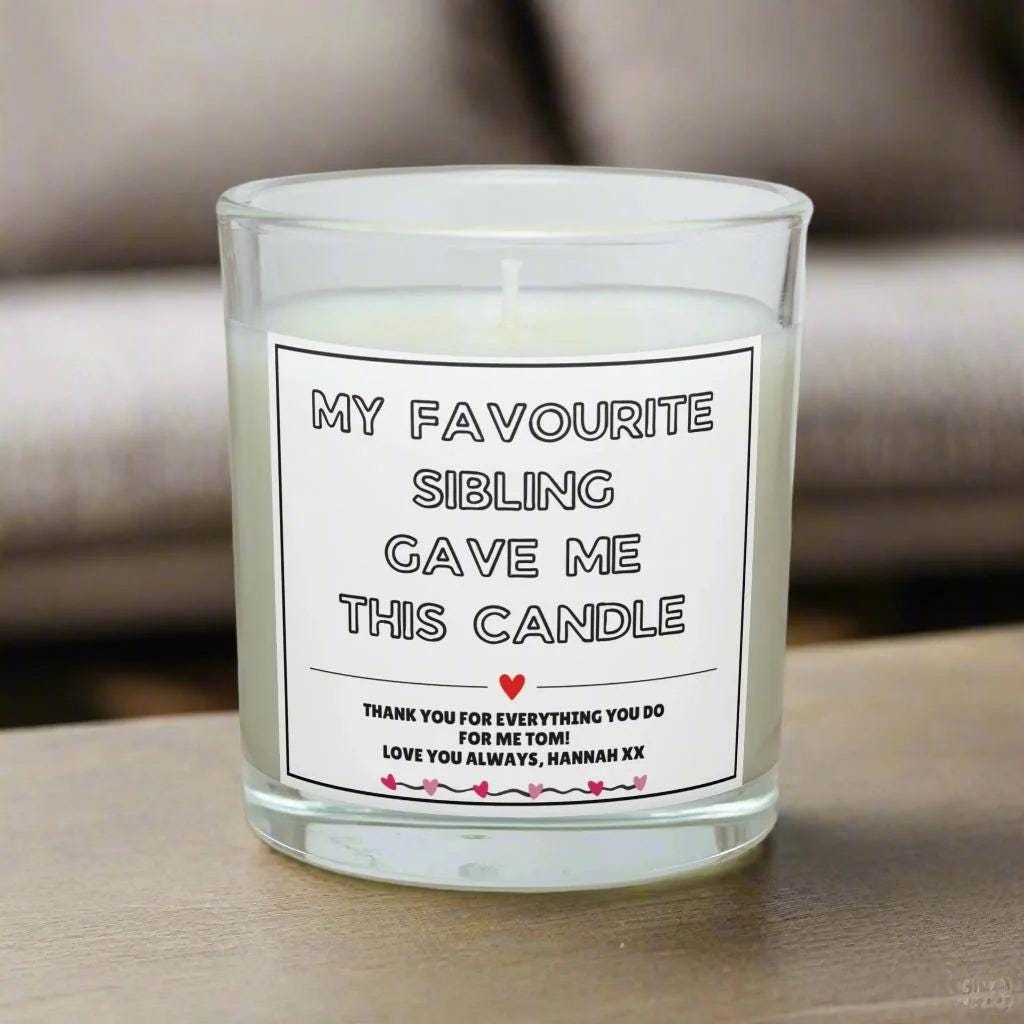 Favourite Sibling Personalised Candle | Funny Brother Sister Gift | Funny Gift for Brother | Funny Gift for Sister | Favourite Sibling Gifts Etsy