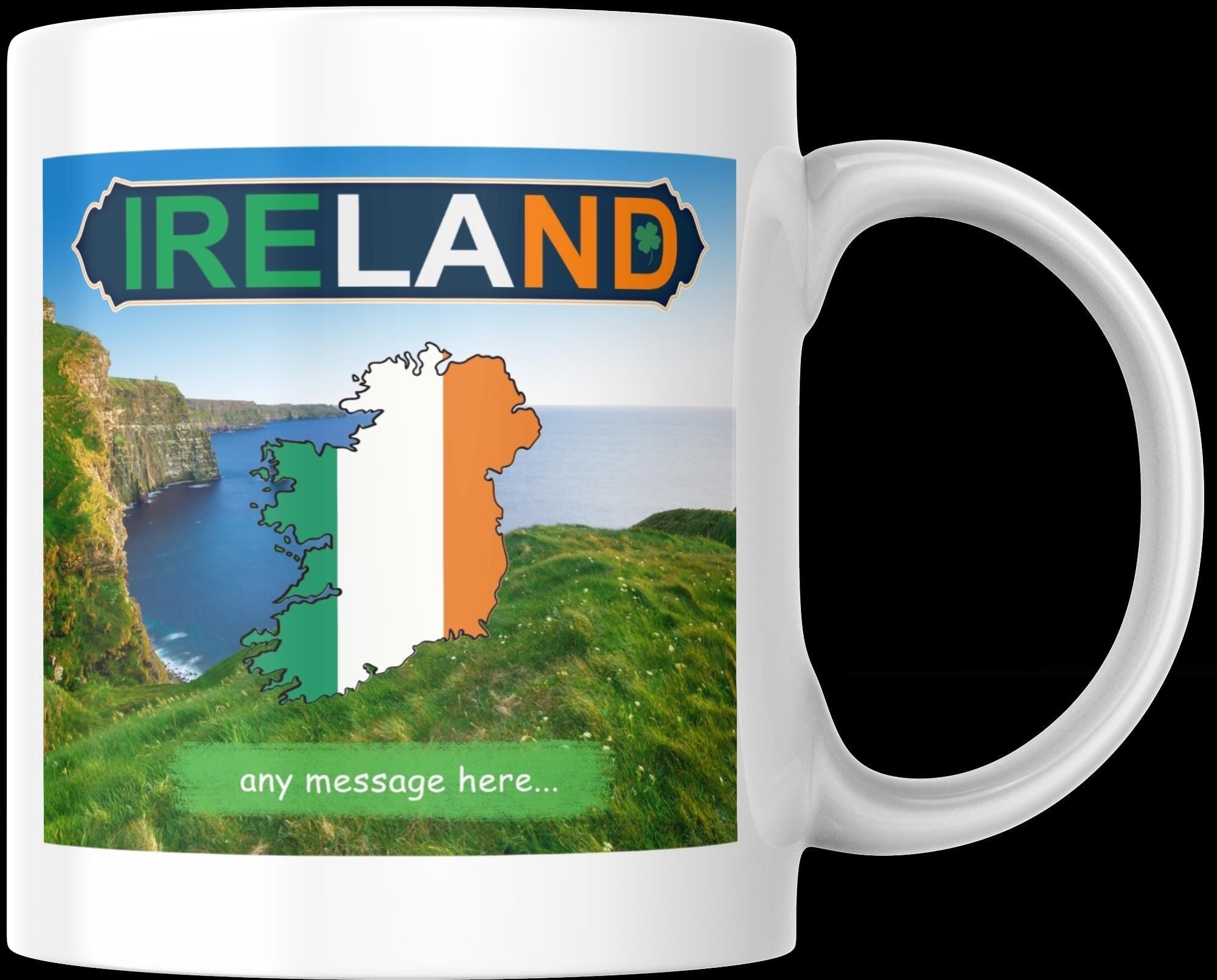 Personalised Ireland Mug | Irish Flag Map Design | Scenic Countryside | Irish Gift | Ireland Flag | Personalised Gift | Gift for Irish | UK Etsy
