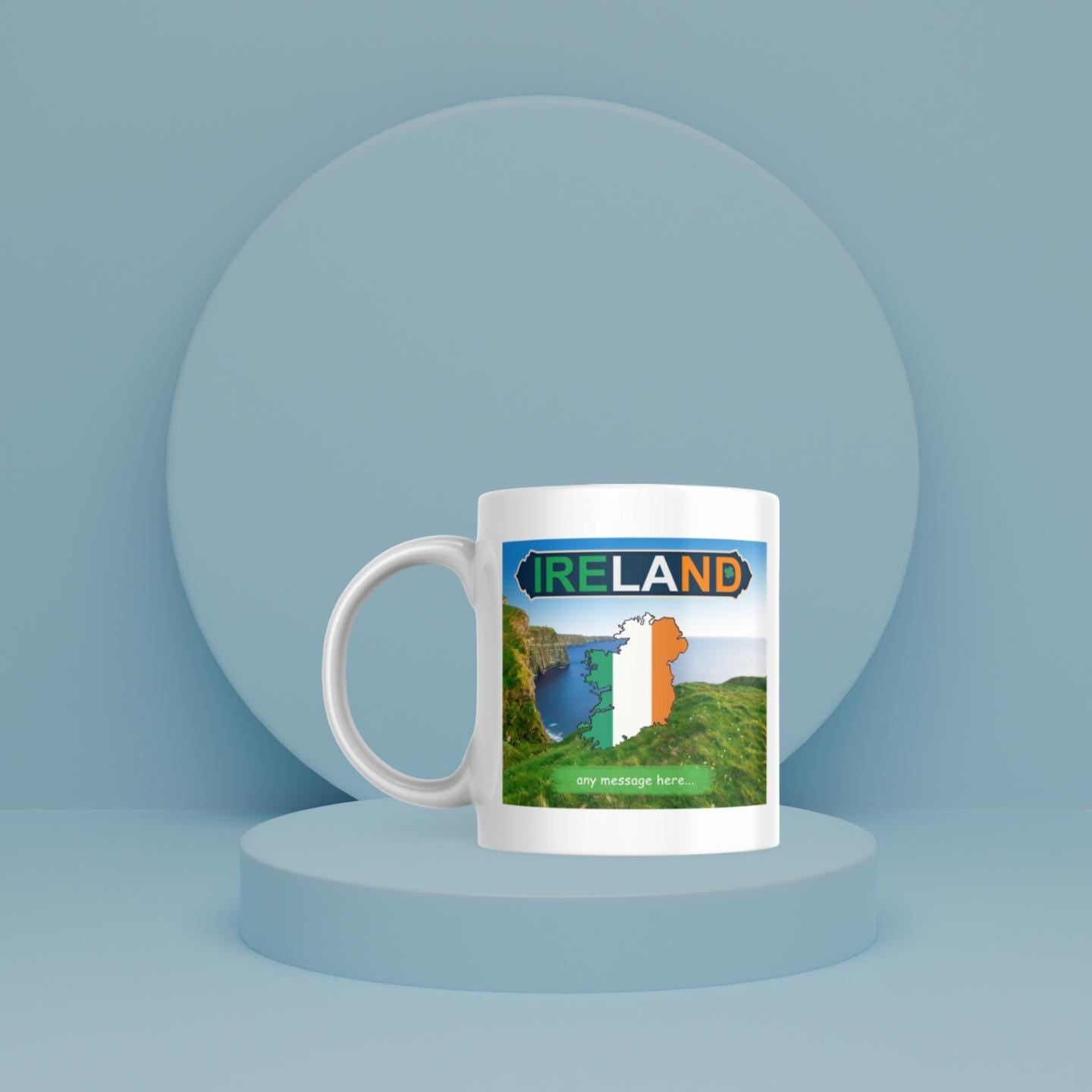 Personalised Ireland Mug | Irish Flag Map Design | Scenic Countryside | Irish Gift | Ireland Flag | Personalised Gift | Gift for Irish | UK Etsy