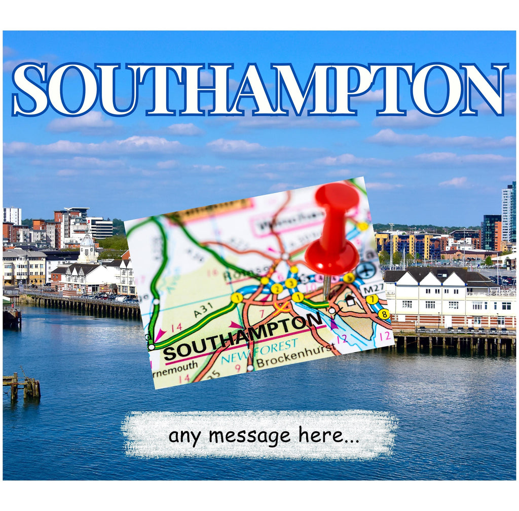 Personalised Southampton Mug |Coastal City Design | Map & Waterfront Scene | Custom Message | UK Travel| Southampton | Gift | Personalised Etsy