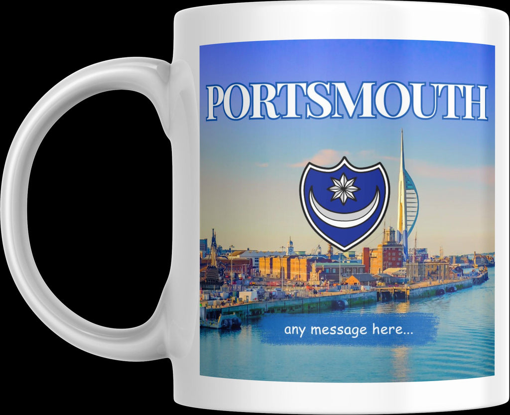Personalised Portsmouth Mug | Portsmouth FC | Spinnaker Tower & Shield Emblem | Portsmouth Gift | Custom Message | UK Souvenir Gift Etsy