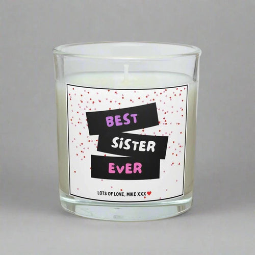 Best Sister Ever Personalised Candle | Best Sister Hearts Message Gift | Message Candle for Sister | Sister Birthday | Thank You Sister Gift Etsy