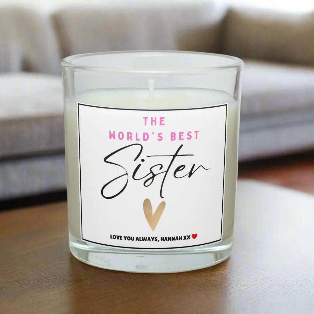 Worlds Best Sister Personalised Candle | Cute Sister Message Gift | Best Sister Candle | Love Sister Gift | Christmas | Birthday | Thank You Etsy