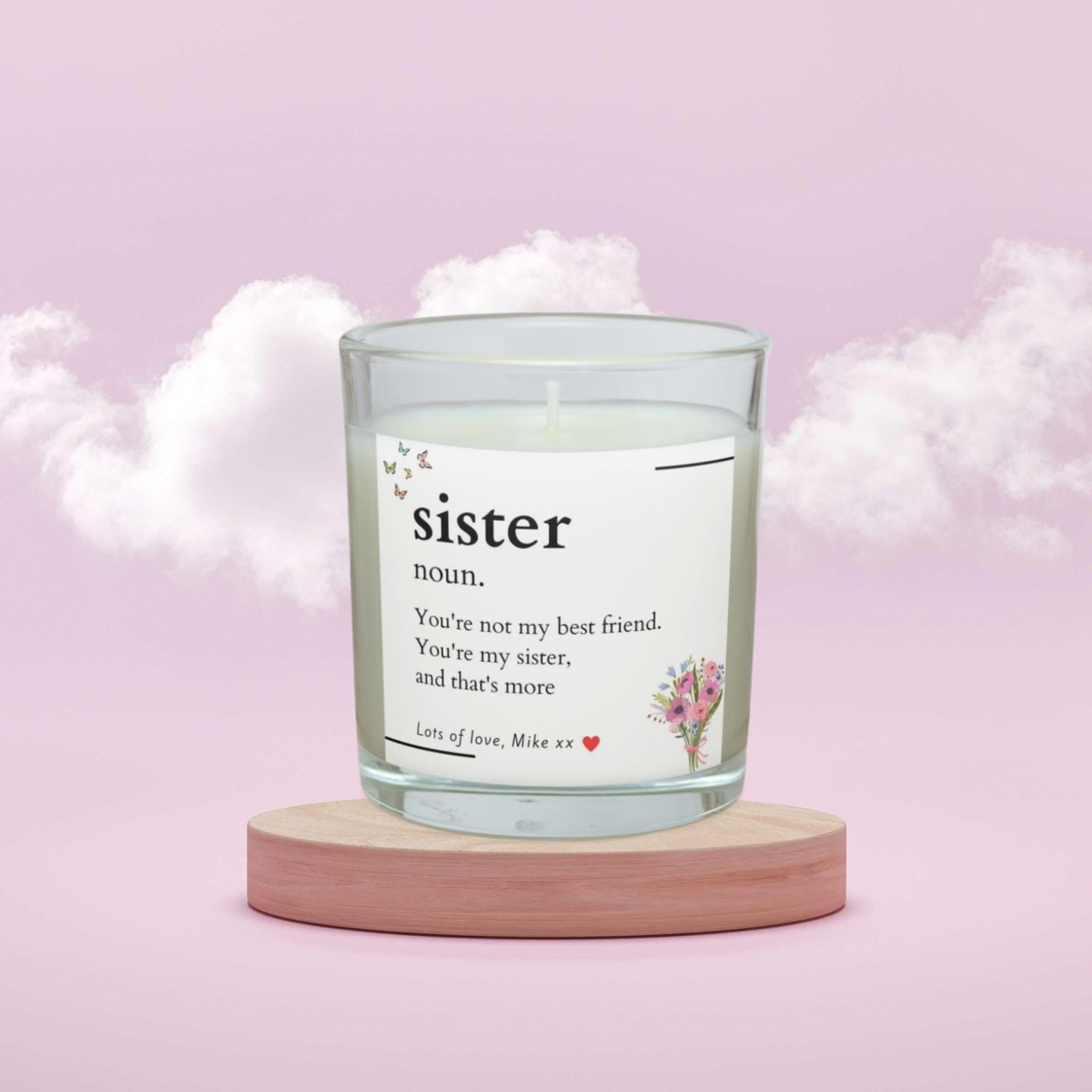 Sister Noun Message Personalised Candle | Sister Noun Gift | Sister Definition Gift | Sister Birthday | Sister Christmas | Sister Message Etsy