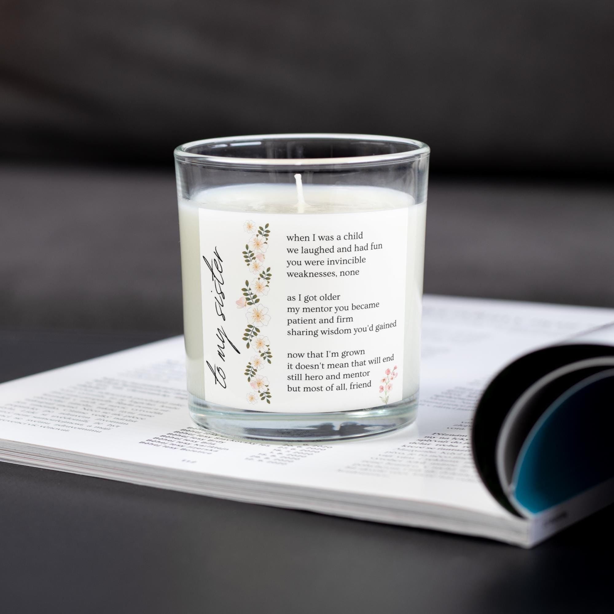 To my Sister Poem Personalised Candle Gift | Custom Sister Poem | Gift for Sister | Sister Message Quote Candle | Birthday | Christmas Gift Etsy