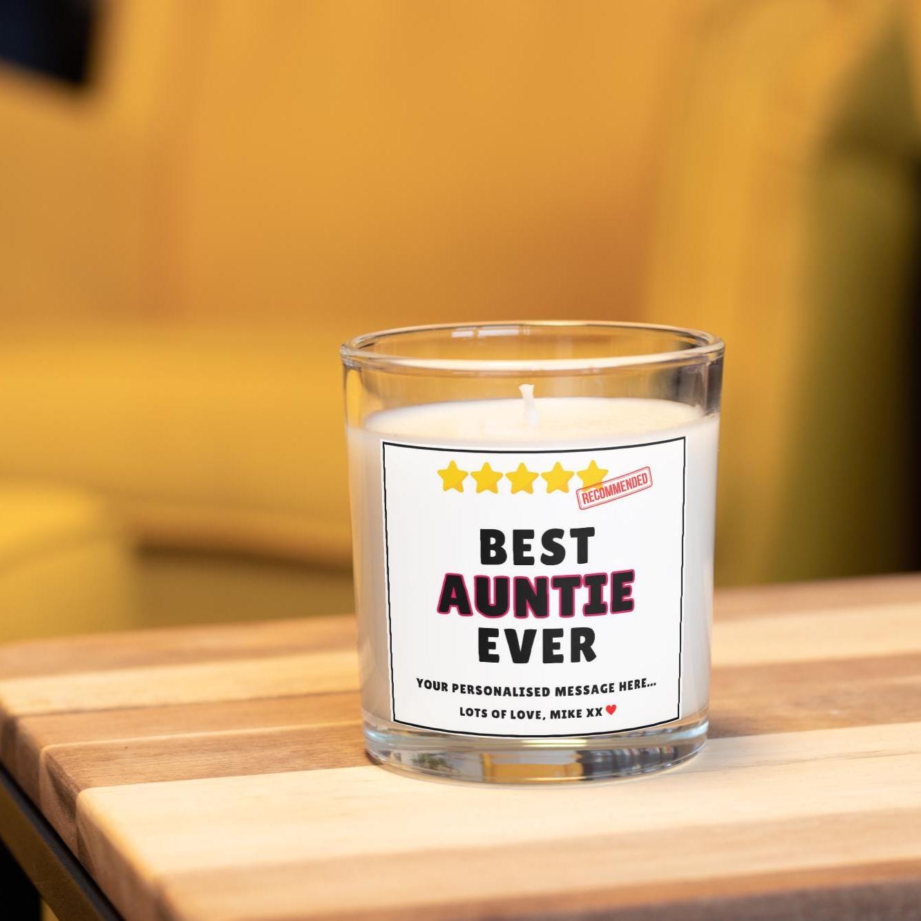 Best Auntie Ever 5 Stars Review Personalised Candle Gift | Novelty Gift for Auntie | Funny Aunty Review Candle | Best Auntie Message Candle Etsy