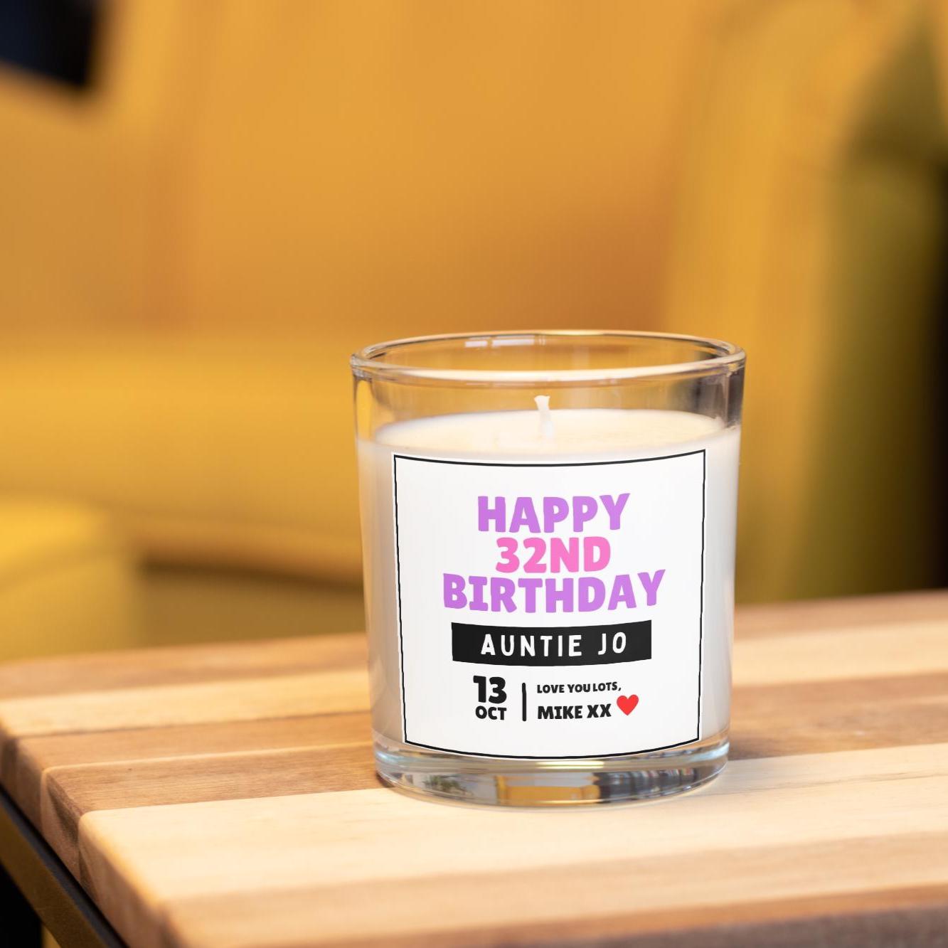 Auntie Happy Milestone Birthday Personalised Candle Gift | Birthday Age and Message | Birthday Gift for Aunty | Happy Birthday Aunt Candle Etsy