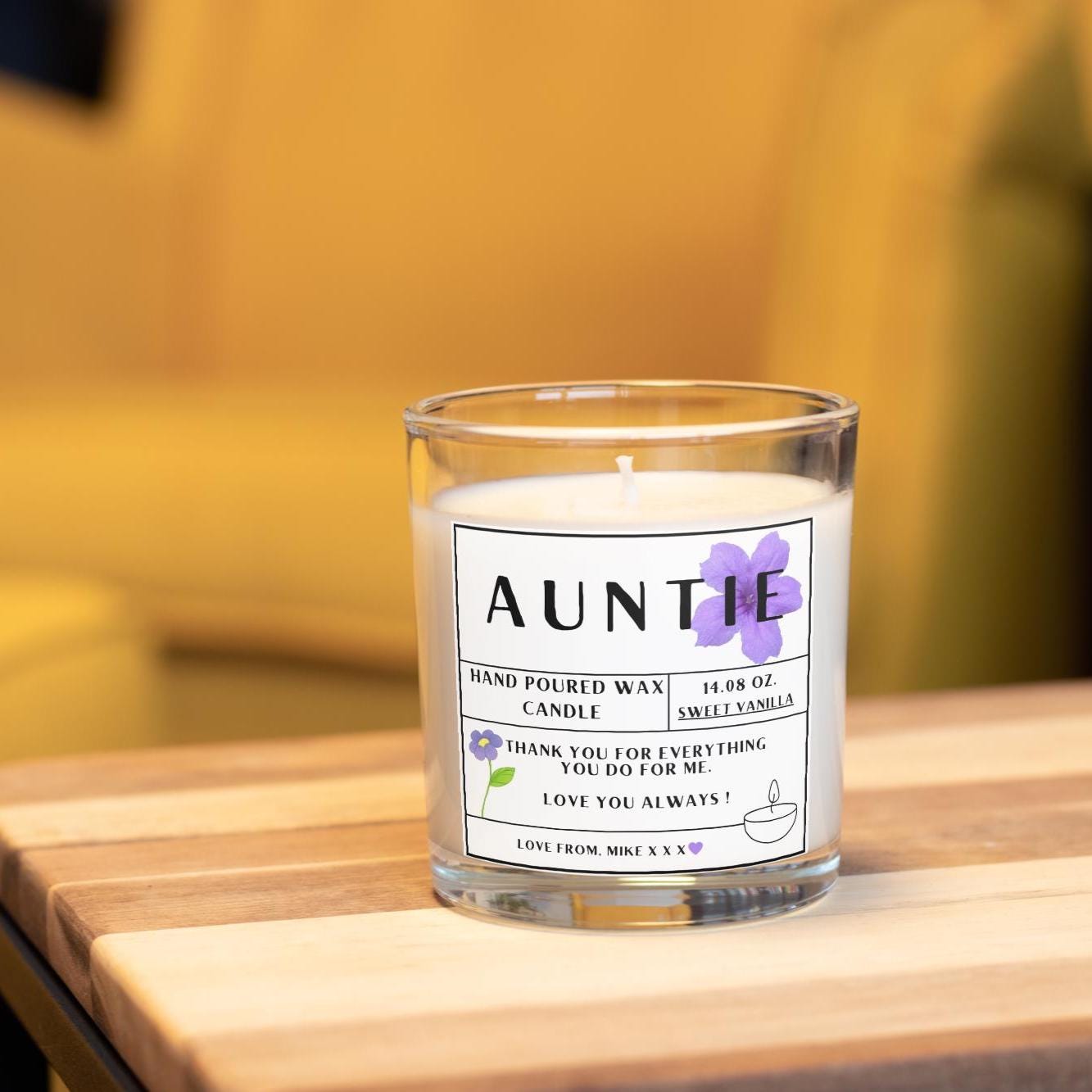 Auntie Message Personalised Candle Gift | Aunty Quote Message Gift | Auntie Birthday | Just Because | Love You Aunt Candle | Thank You Aunty Etsy
