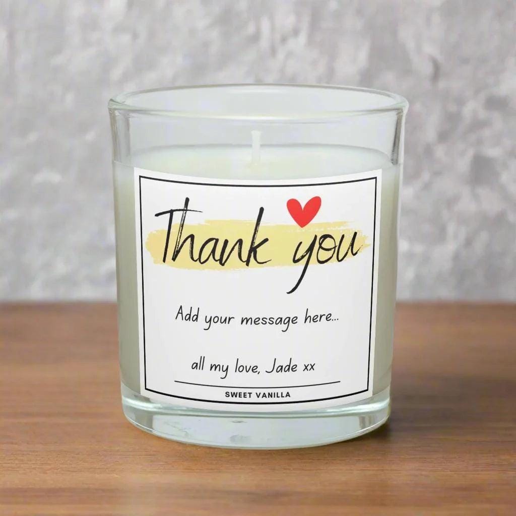 Thank You Personalised Candle | Thank You Gift | Pretty Thank you Gift | Thoughtful Thank You Gift | Gratitude Message Gift | Than You Gifts Etsy