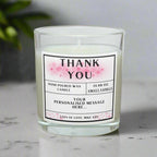 Thank You Candle – Personalised Pink Floral Panel Design