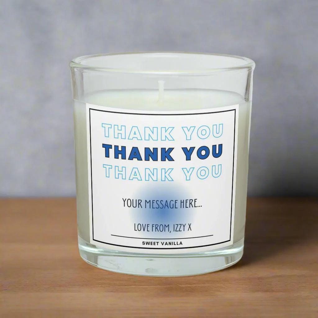 Blue Thank You Gift for Him | Personalised Thank You Candle | Thank You Brother | Thank You Husband | Son Gift | Thank You Friend Candle Etsy