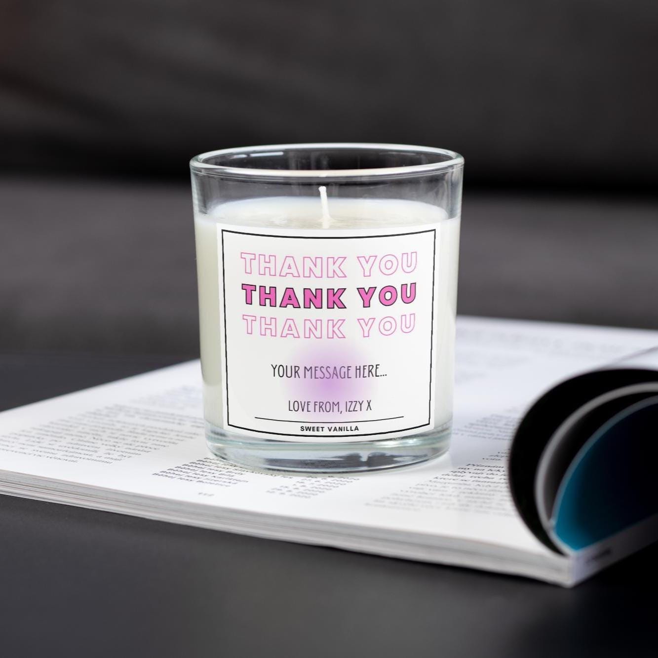 Pink Thank You Gift for Her | Personalised Thank You Candle | Best Thank You Gift for Her | Thoughtful Gift for Her | Special Thank You Gift Etsy