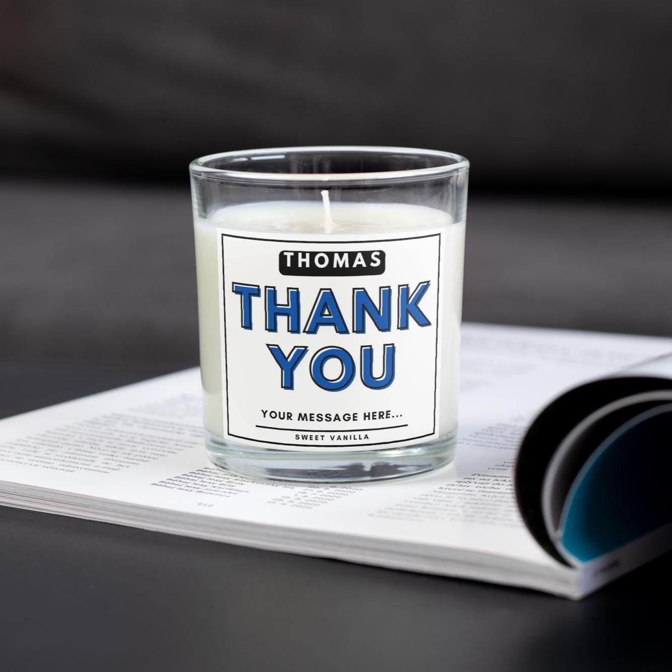 Thank You Name Personalised Candle Gift | Best Thank You Gifts for Him | Personalised Thank You Message | Appreciation Candle Gift for Him Etsy
