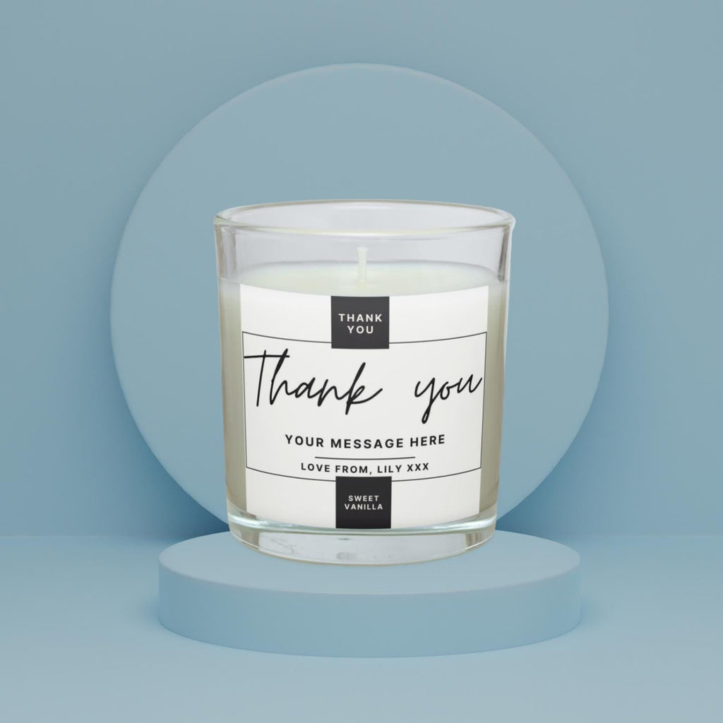Thank You Gift | Personalised Candle | Elegant Thank you Candle | Name Message Appreciation Gift | Thoughtful Thank You Candle | Any Message Etsy