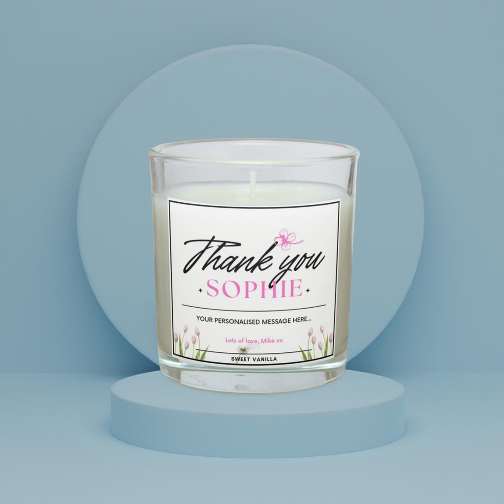 Thank You Message Candle Gift for Her | Thank You Personalised Candle | Best Thank You Candle Gift | Custom Thank You Message Soy Wax Candle Etsy
