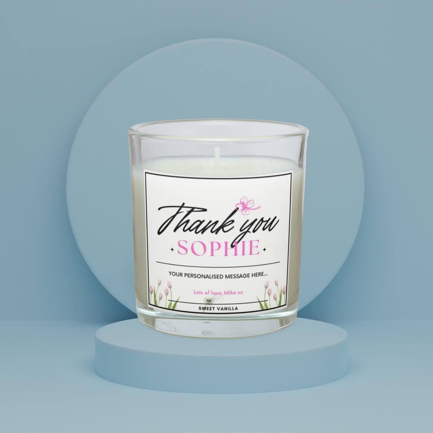 Thank You Message Candle Gift for Her | Thank You Personalised Candle | Best Thank You Candle Gift | Custom Thank You Message Soy Wax Candle Etsy