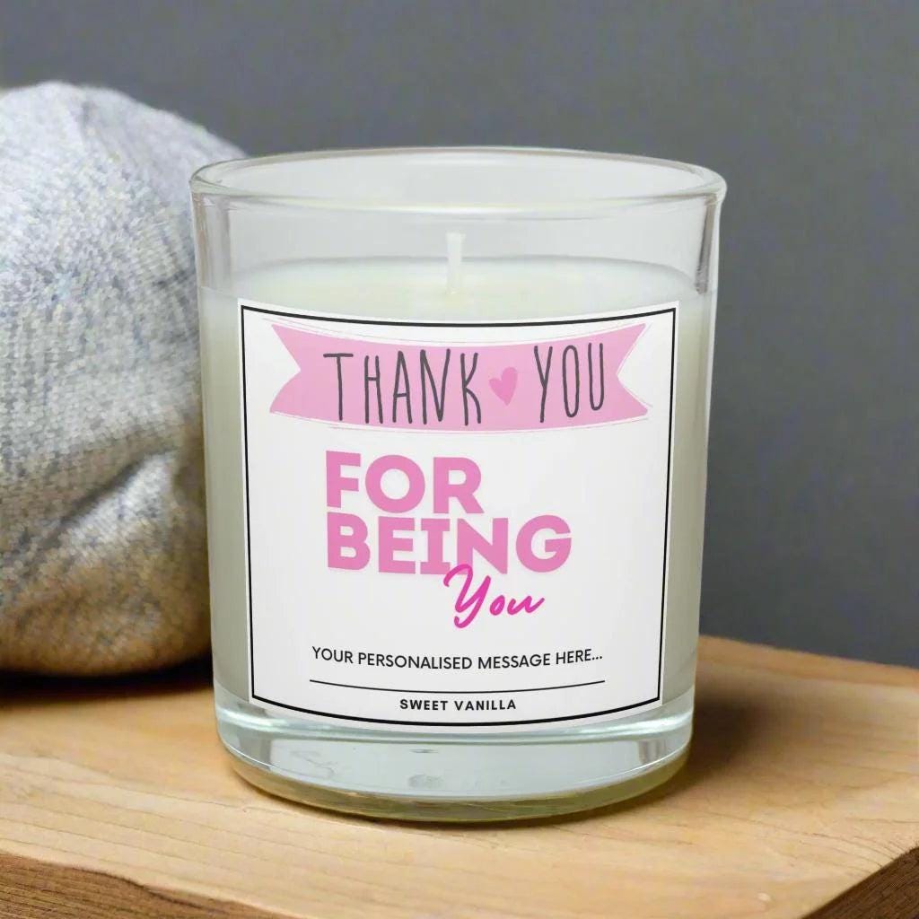 Thank You For Being You Gift for Her | Personalised Thank You Candle | Gift for Her| Best Friend Appreciation Candle | Sister | Mum | Auntie Etsy