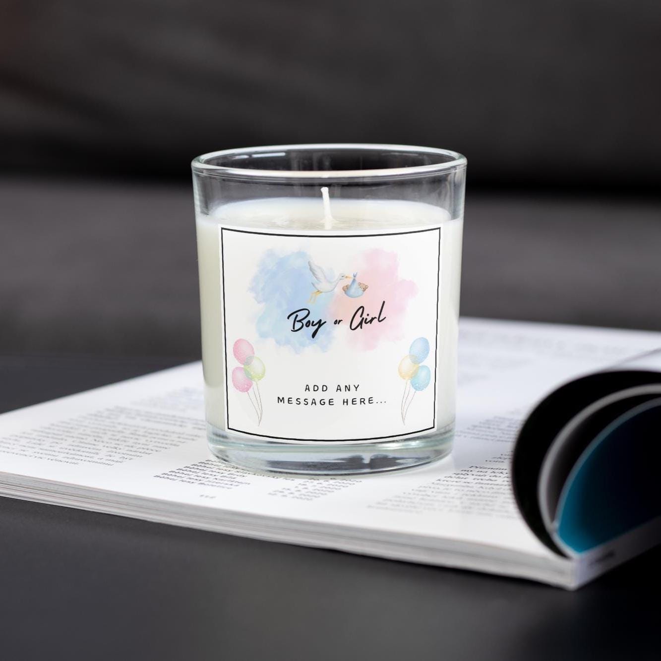 Gender Reveal Personalised Candle | Boy or Girl | Baby Shower Gifts | Expecting Parents Gifts | Gender Reveal Gift | Baby Reveal Party Décor Etsy
