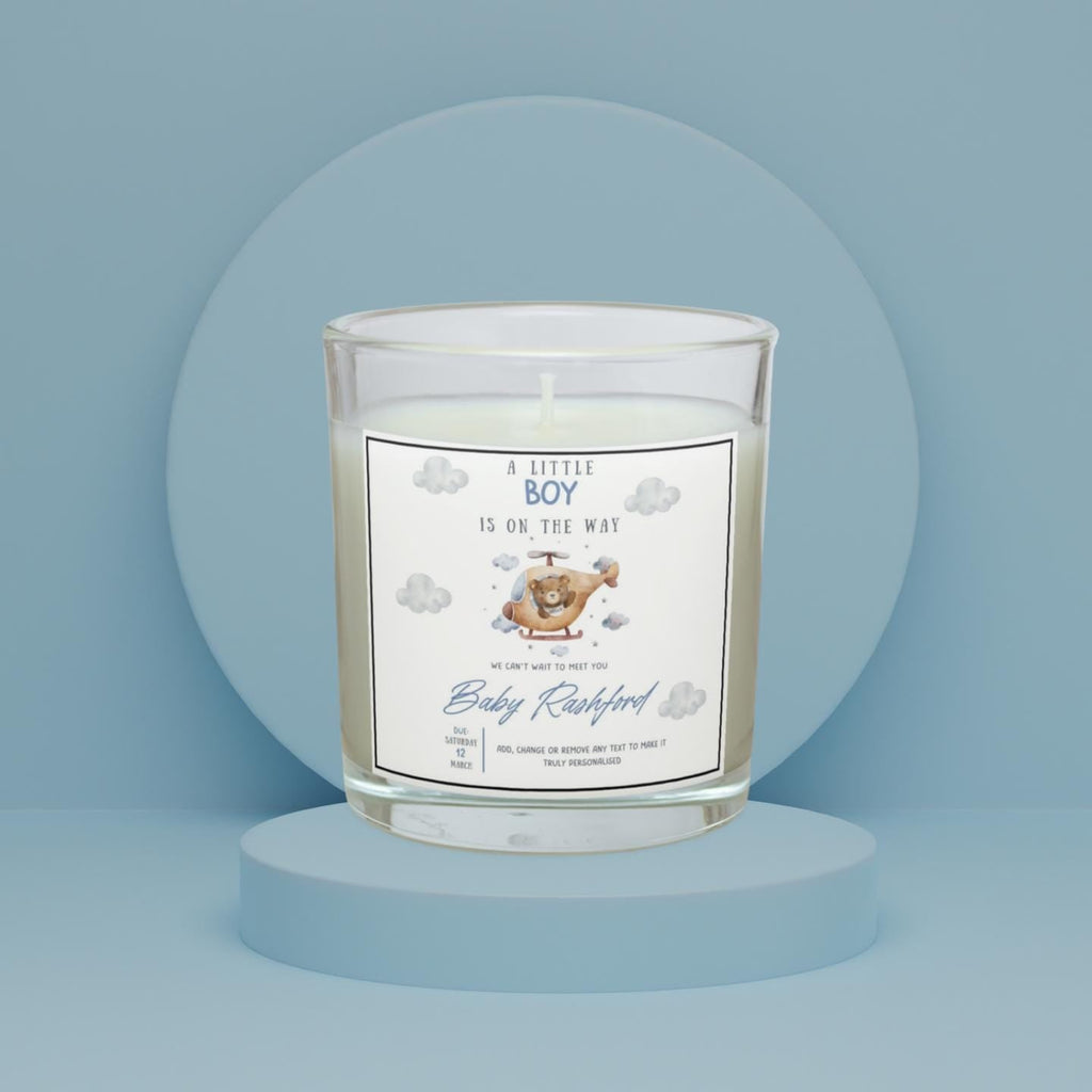 A Little Boy Is On The Way Personalised Candle | Custom Baby Announcement Gift | Baby Shower Décor | Baby Due Date Candle | Expecting Parent Etsy