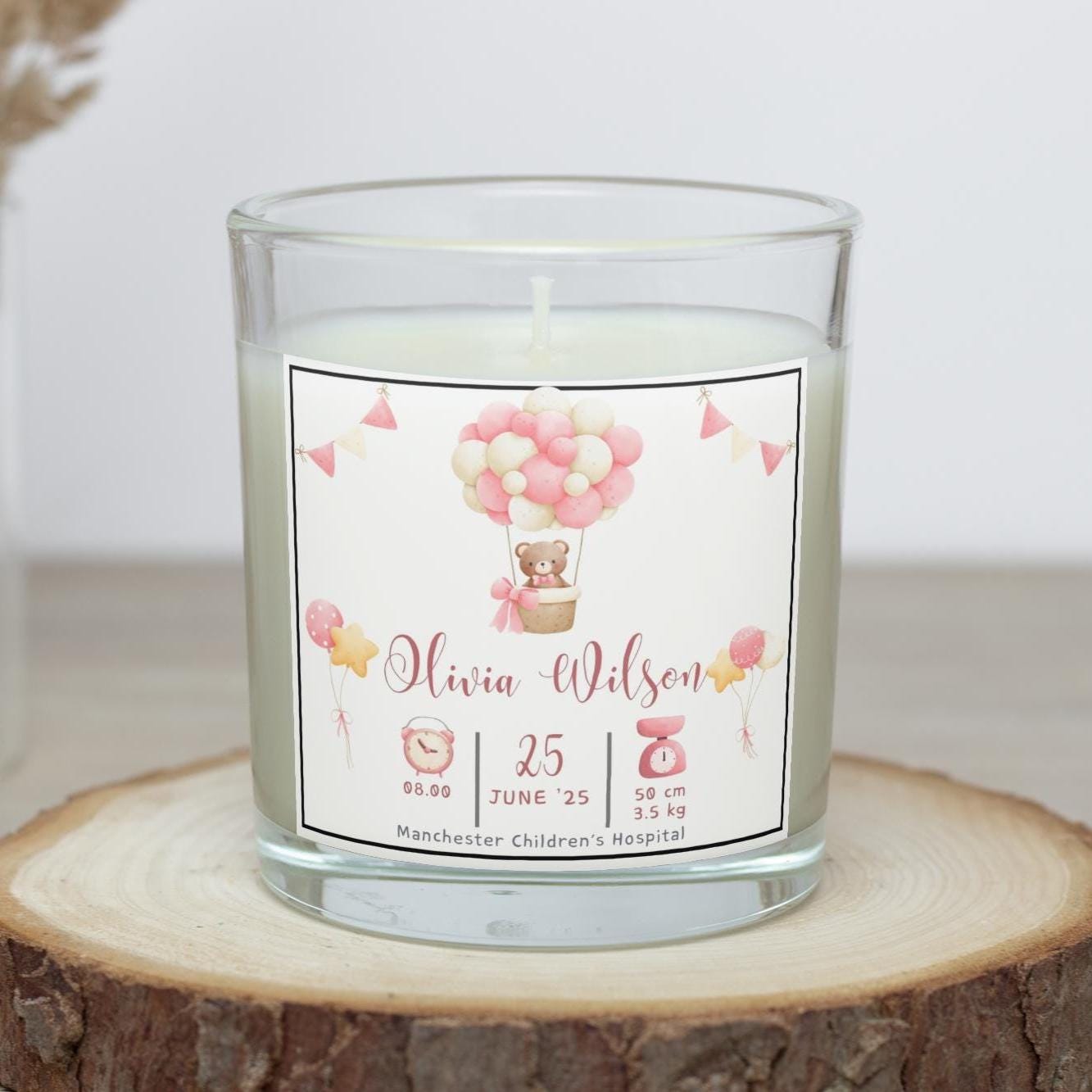 Baby Girl Announcement Candle | Newborn Girl Keepsake Gift | Birth Details Gift | Nursery Décor | Newborn Gifts for Family | New Parent Gift Etsy
