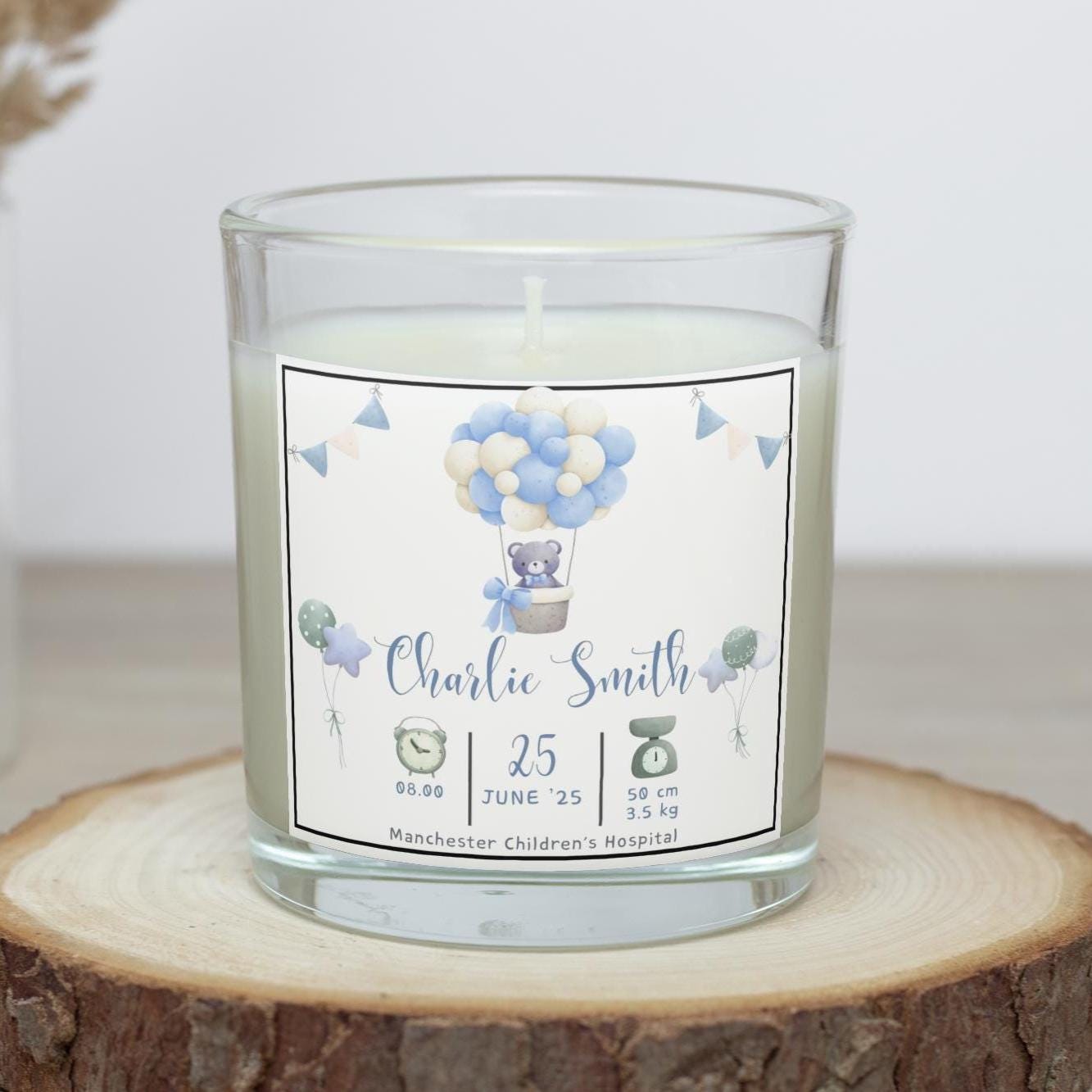 Baby Boy Announcement Candle | Newborn Baby Boy Gift | Custom Birth Details Candle | New Parent Gift | Baby Boy Newborn Keepsake Message Etsy
