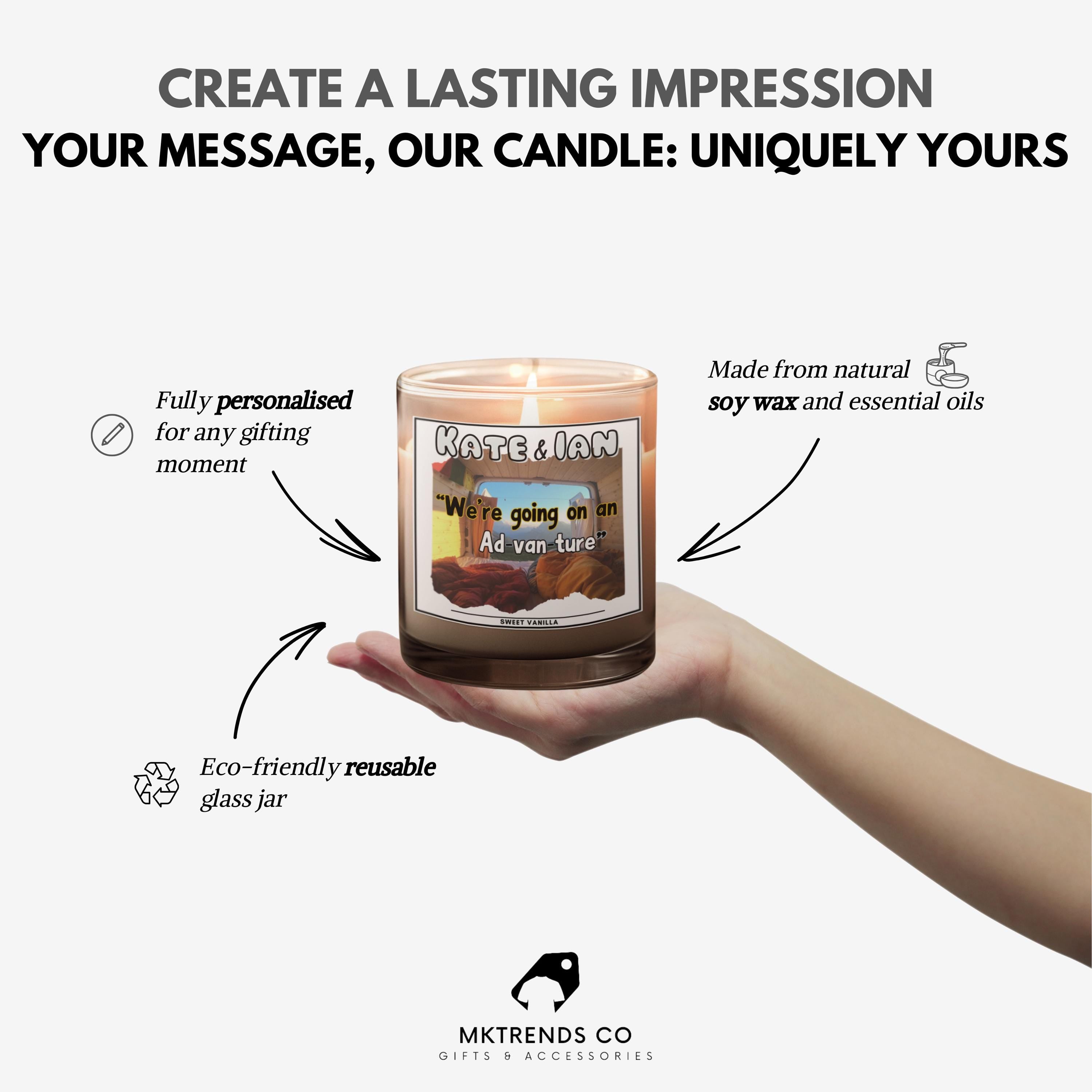 Advanture Personalised Candle | Vanlife Candle | Travel Gift | Motorhome Adventure | Campervan Road Trip | Personalised Message Candle Gift Etsy