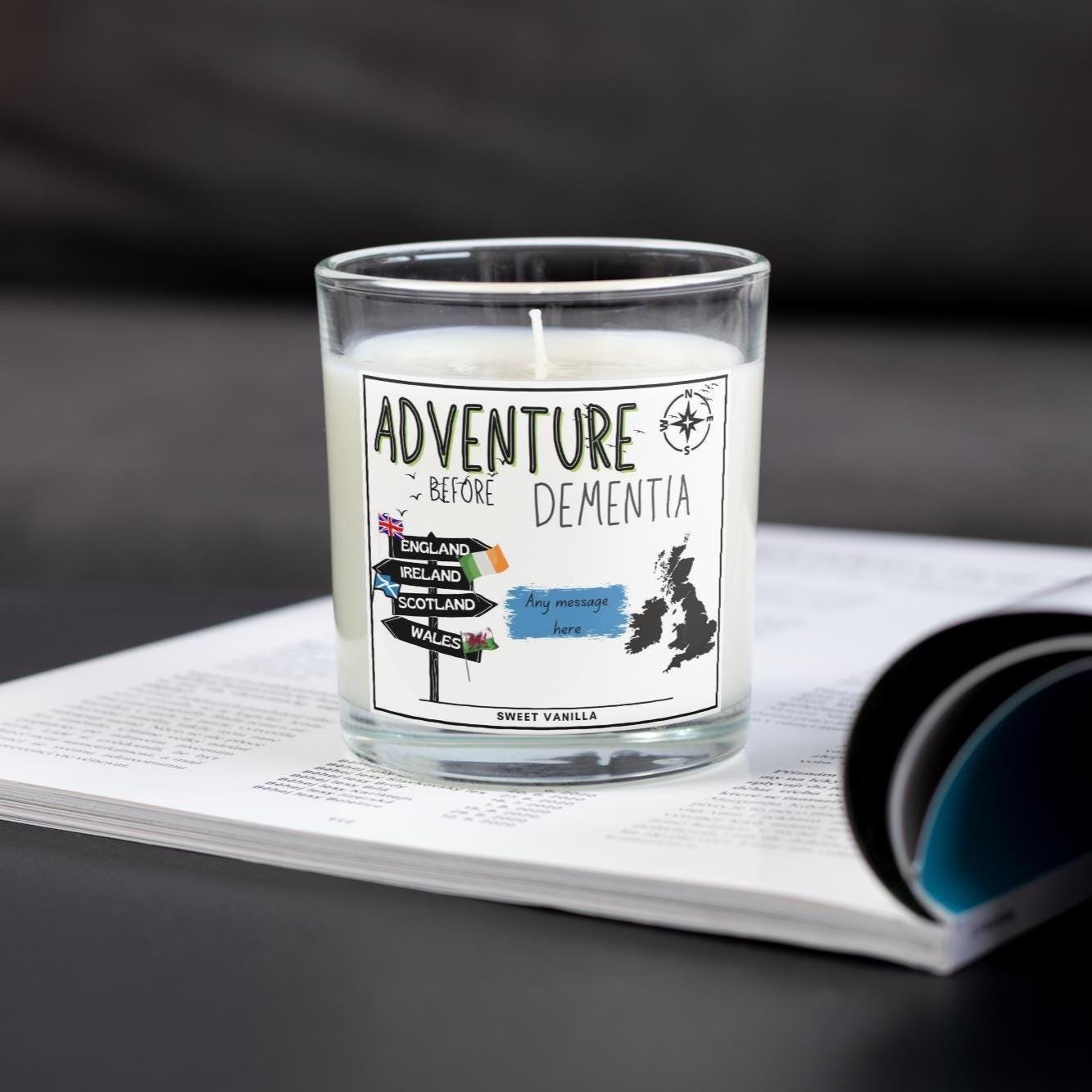 Adventure Before Dementia Personalised Candle | Motorhome Decor | Campervan Gifts | Vanlife | Van Conversion Gift | UK Travel | Road Trips Etsy