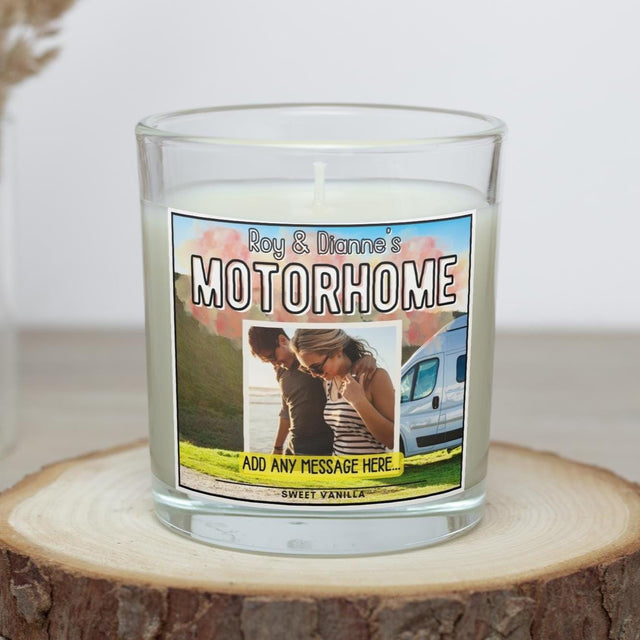 Motorhome Photo Candle – Custom Message