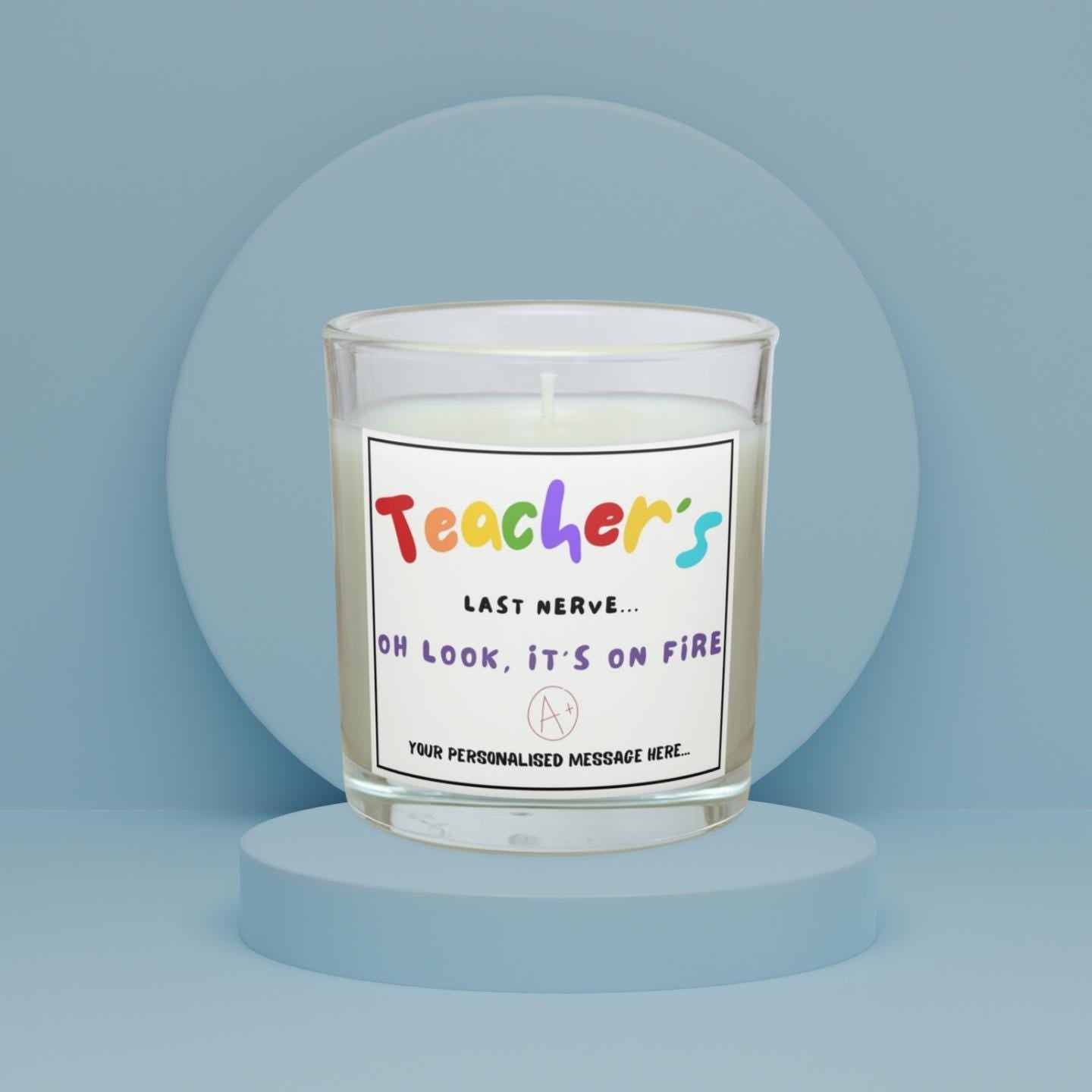 Teacher's Last Nerve Funny Personalised Candle | Funny Gift for Teacher | Funny Teacher Gift | Gift for Teacher | Best Teacher Gift Candle Etsy