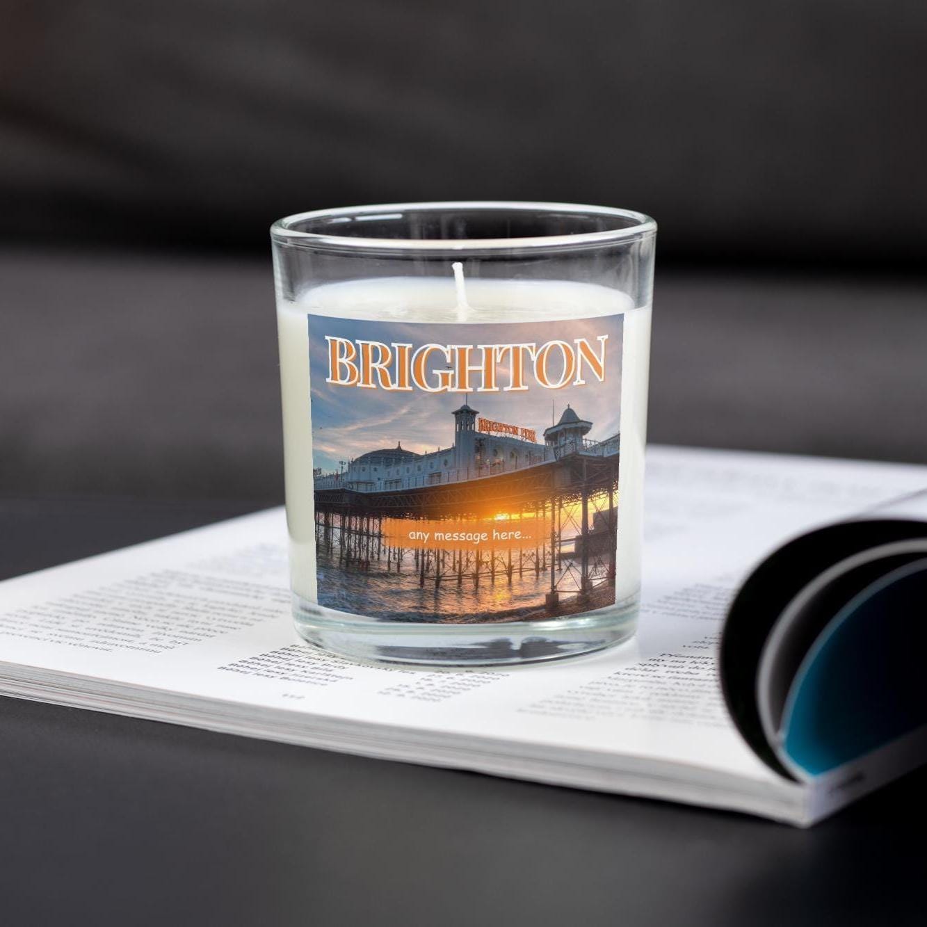 Brighton Personalised Candle | Brighton Gift | Brighton Candle gift | Brighton Home Decor | Brighton Holiday | Brighton Pier Candle Message Etsy