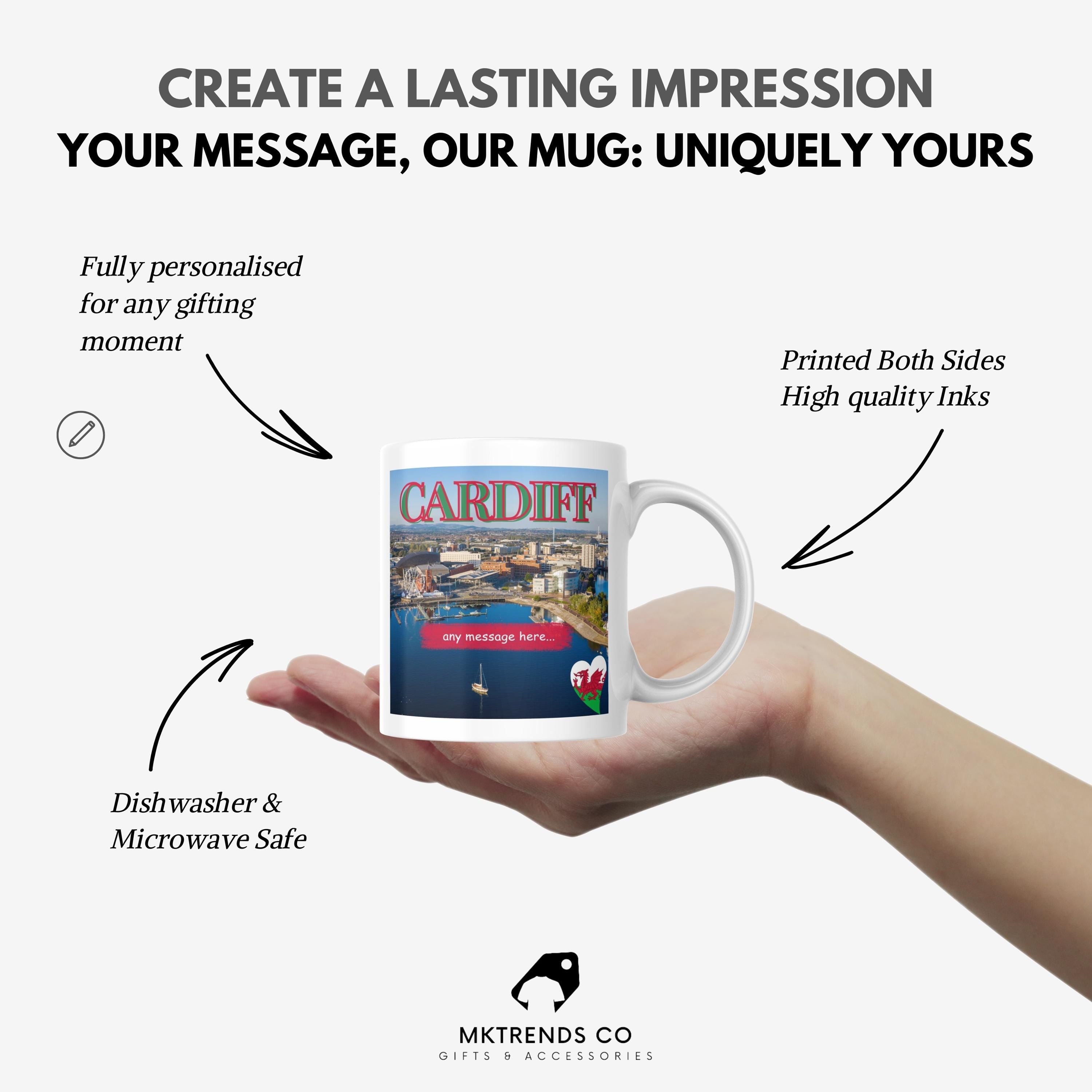 Personalised Cardiff Mug | Welsh Gift | Custom Message | Cardiff City Souvenir Gift | Welsh Dragon Gift | Novelty Mug | Welsh Mug | Cardiff Etsy