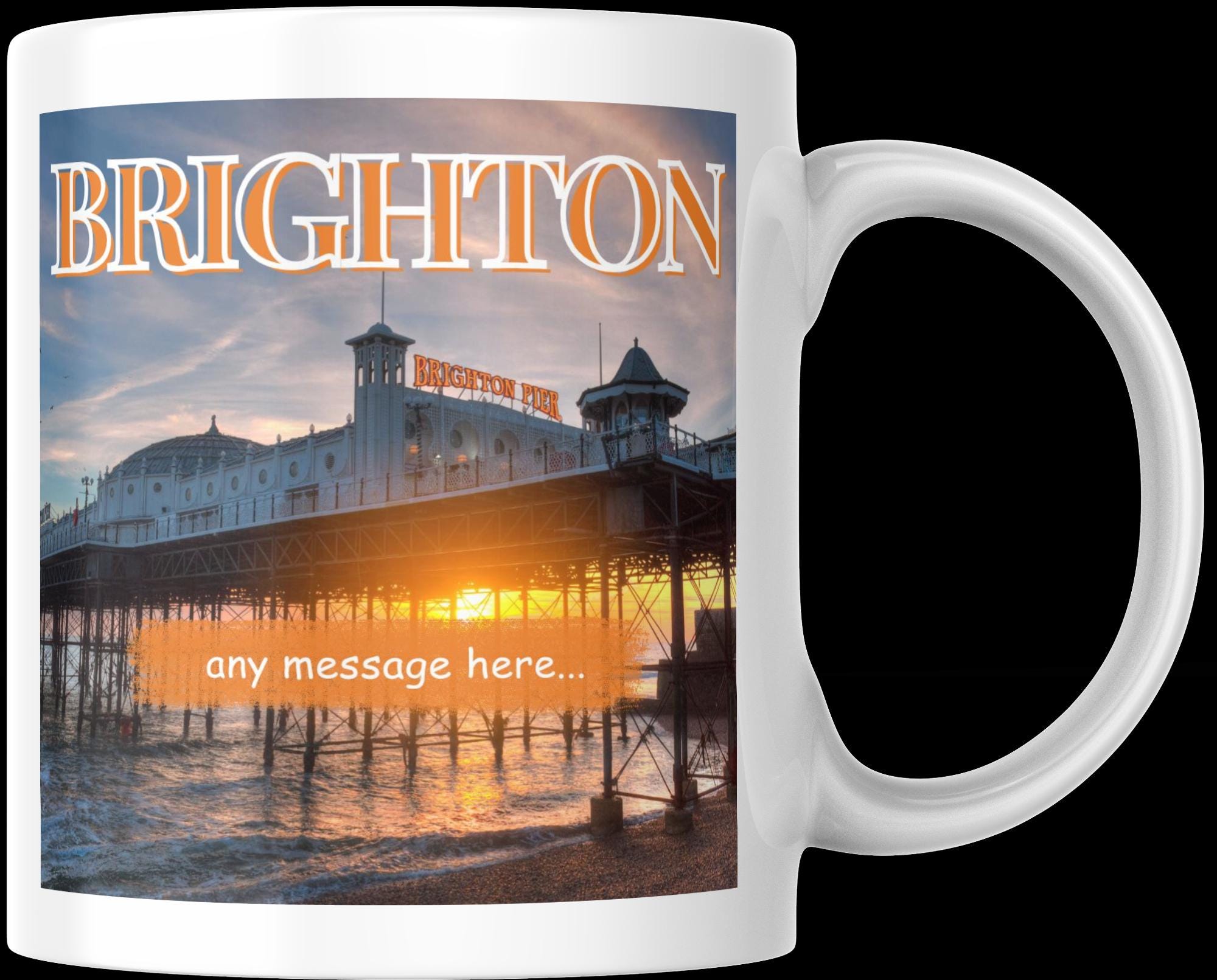 Personalised Brighton Mug | Brighton Pier | Custom Message | Seaside Souvenir Gift | Coastal Keepsake | Brighton Gift | Personalised Gift Etsy