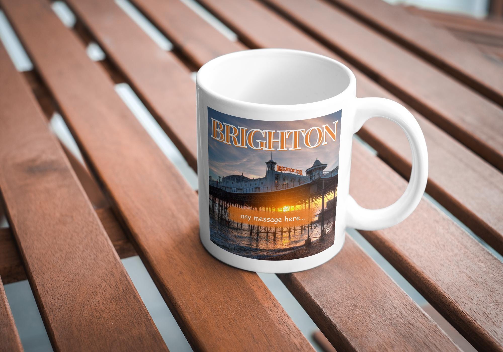Personalised Brighton Mug | Brighton Pier | Custom Message | Seaside Souvenir Gift | Coastal Keepsake | Brighton Gift | Personalised Gift Etsy