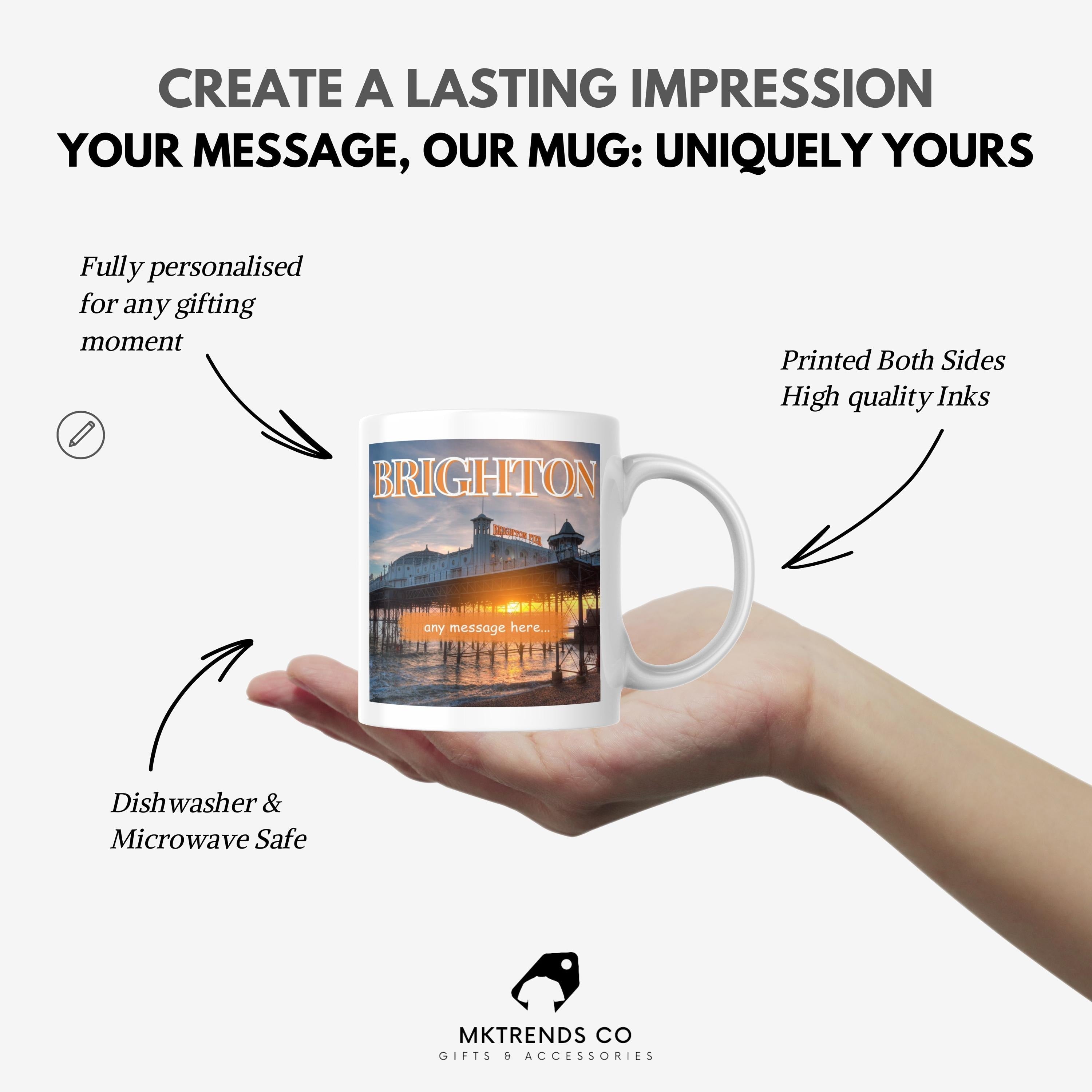 Personalised Brighton Mug | Brighton Pier | Custom Message | Seaside Souvenir Gift | Coastal Keepsake | Brighton Gift | Personalised Gift Etsy