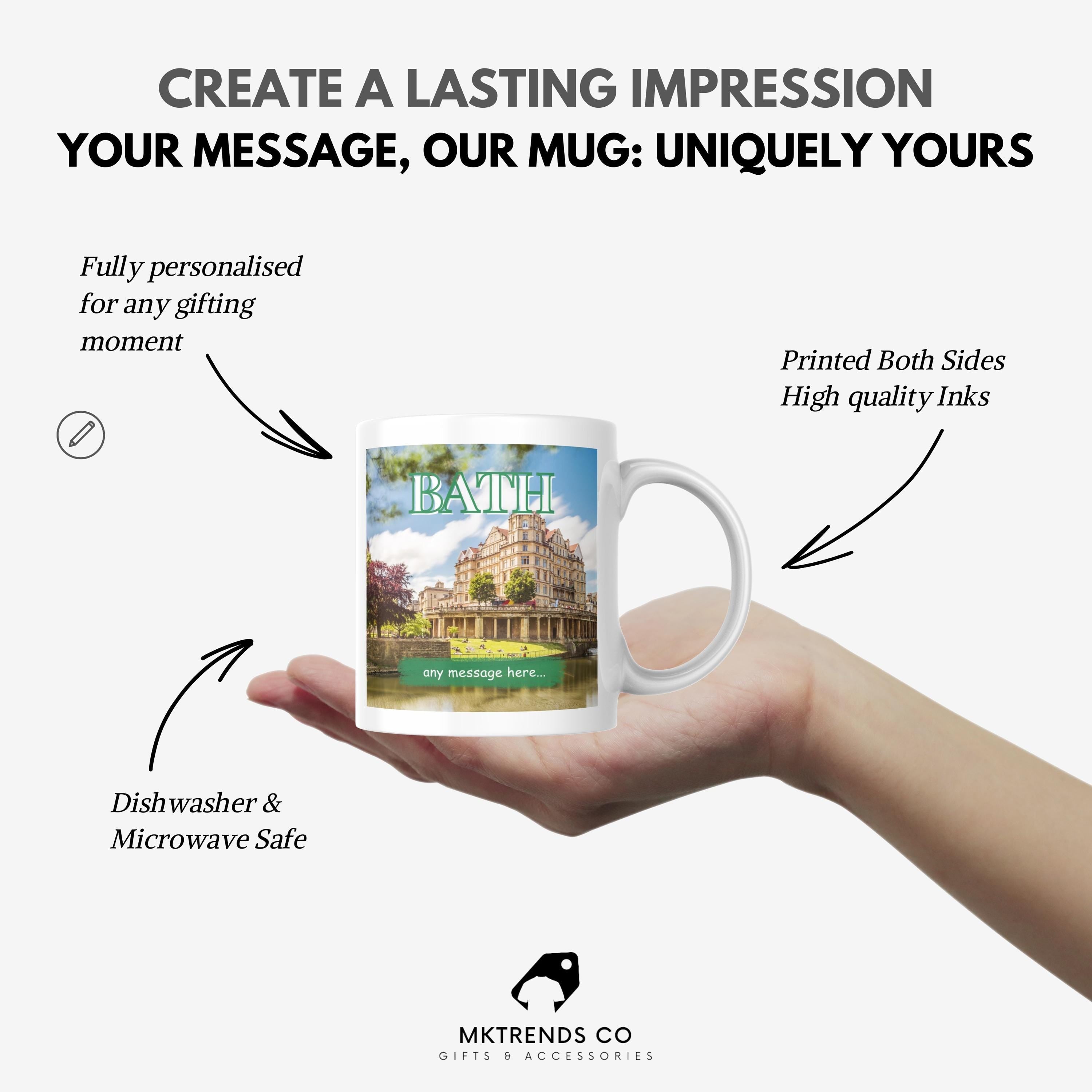 Personalised Bath Mug | Bath City | Custom Message | UK Heritage Souvenir | Elegant Travel Keepsake | Bath Keepsake | Novelty Mug | Gift Etsy