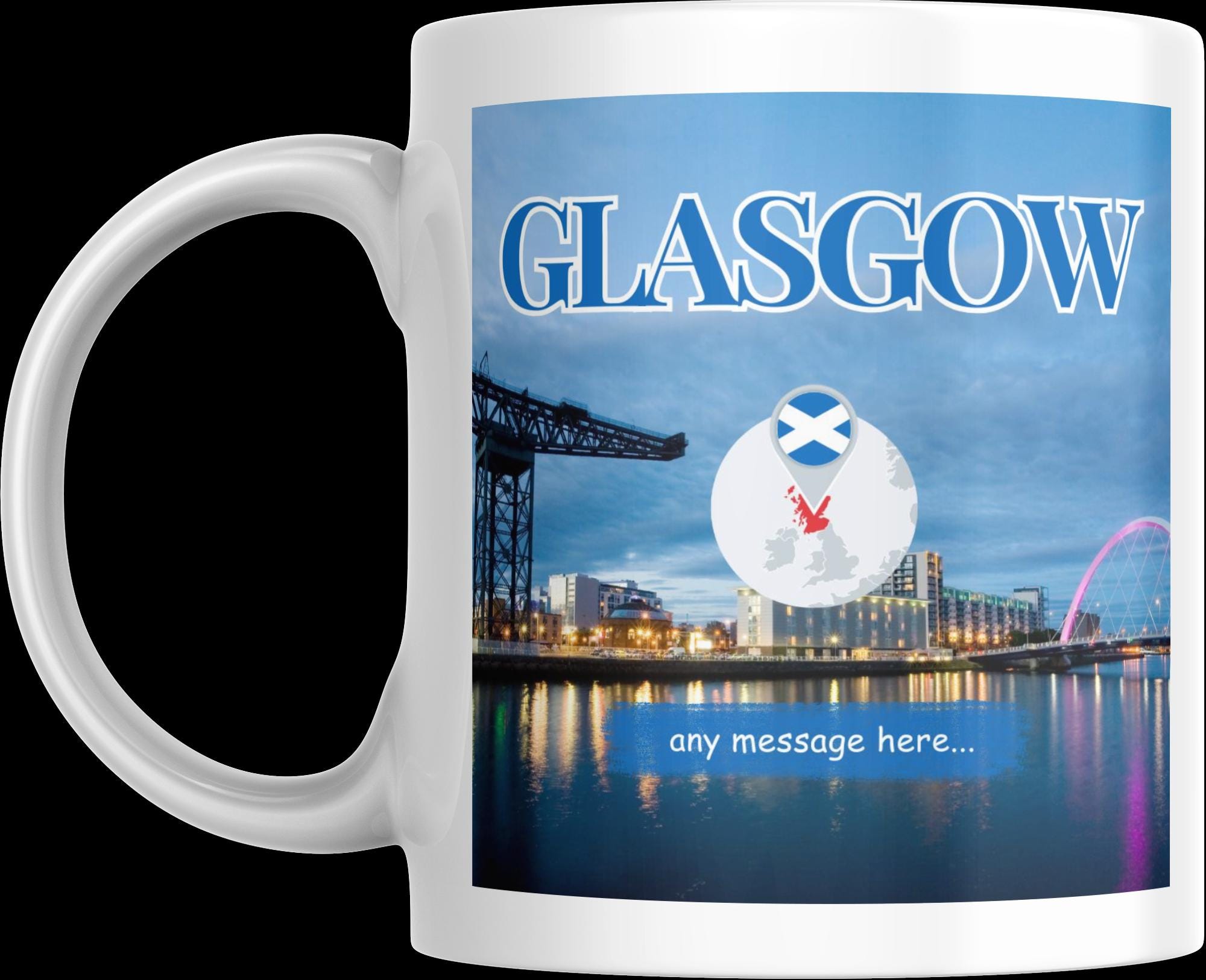 Personalised Glasgow Mug | Scottish Flag | Custom Message | Scotland Souvenir | Scotland Gift | Personalised Mug | Glasgow | Coffee Cup Etsy