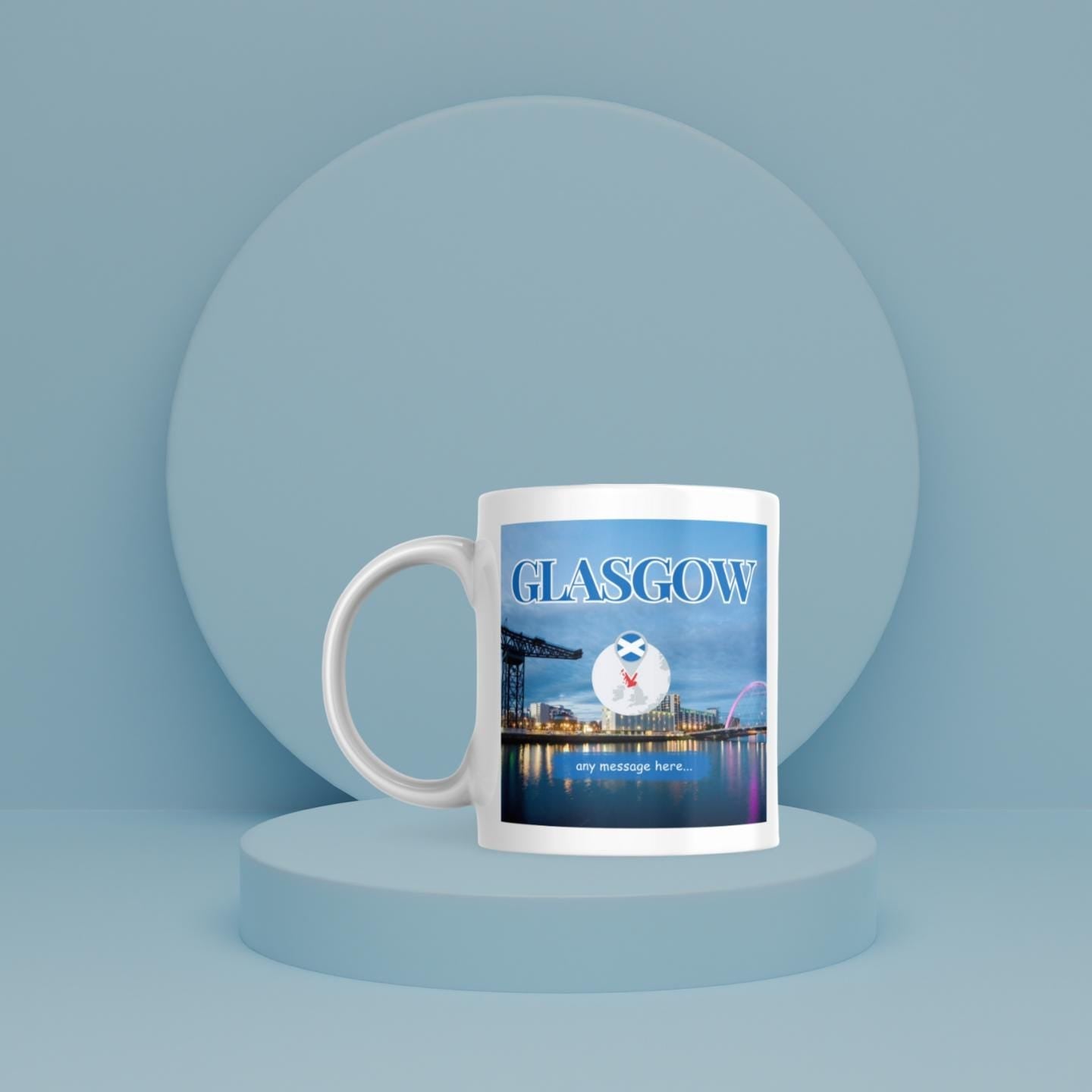 Personalised Glasgow Mug | Scottish Flag | Custom Message | Scotland Souvenir | Scotland Gift | Personalised Mug | Glasgow | Coffee Cup Etsy