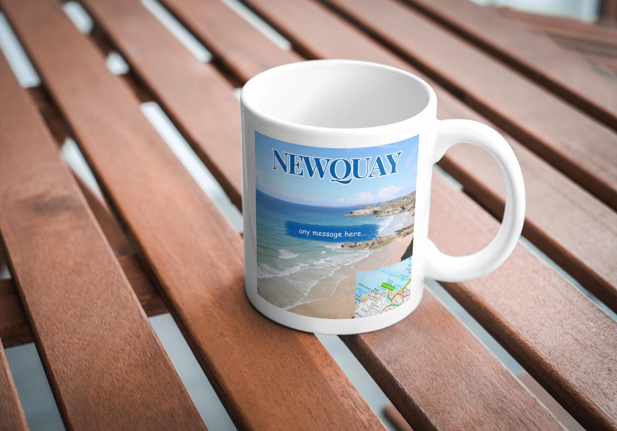 Personalised Newquay Mug | Custom Message | Cornwall Souvenir | Seaside Keepsake Novelty Mug | Place Name | Newquay | Personalised Gift Etsy