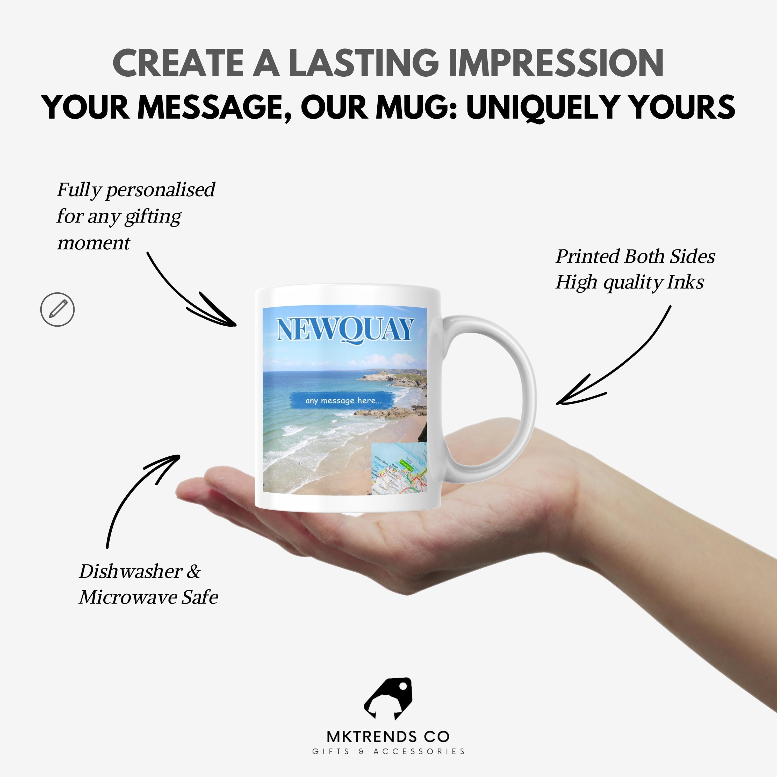 Personalised Newquay Mug | Custom Message | Cornwall Souvenir | Seaside Keepsake Novelty Mug | Place Name | Newquay | Personalised Gift Etsy