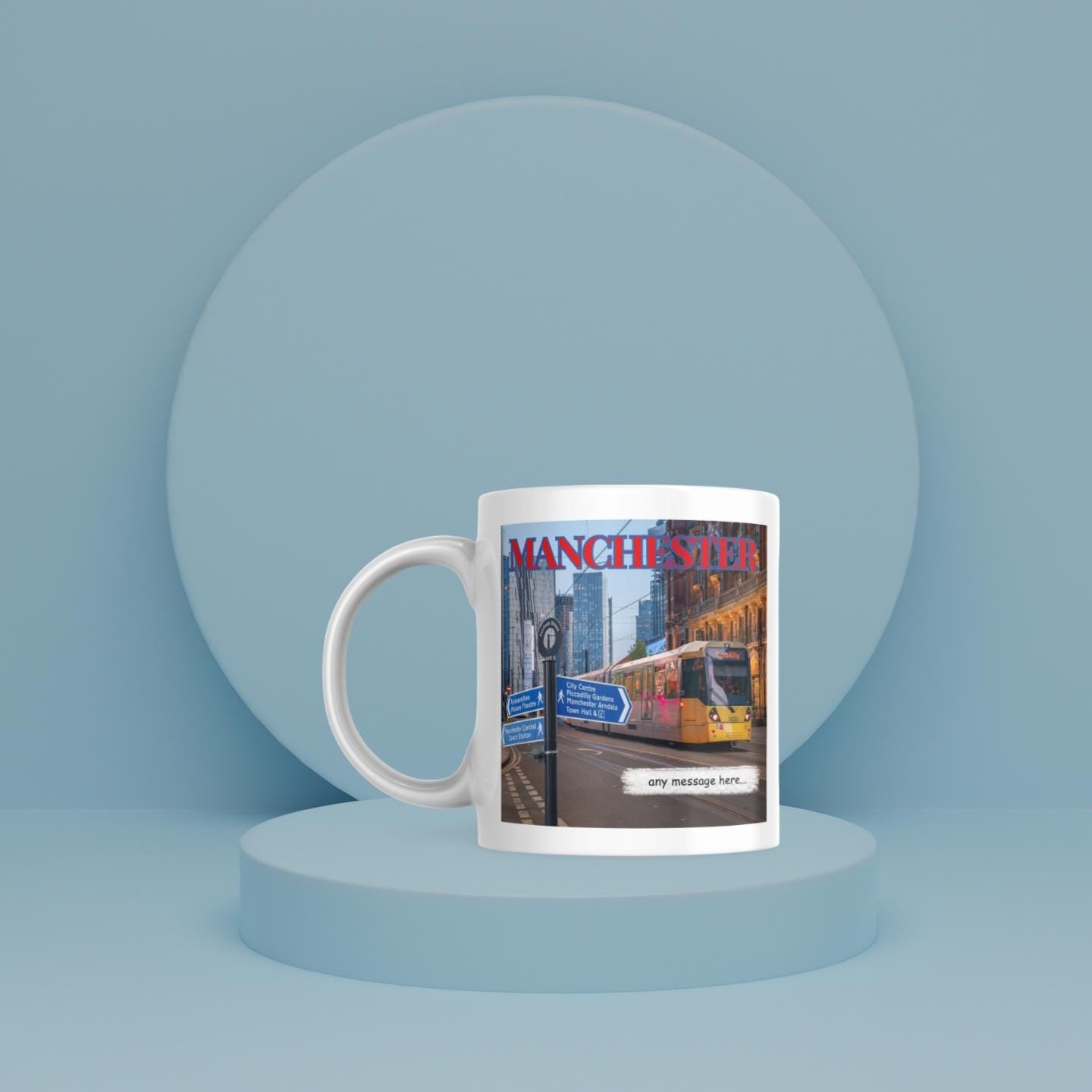 Personalised Manchester Mug | Manchester Gift | Manc Gift | Manchester Bee | Metrolink | Tram | Custom Message | Picadilly Manchester | Town Etsy