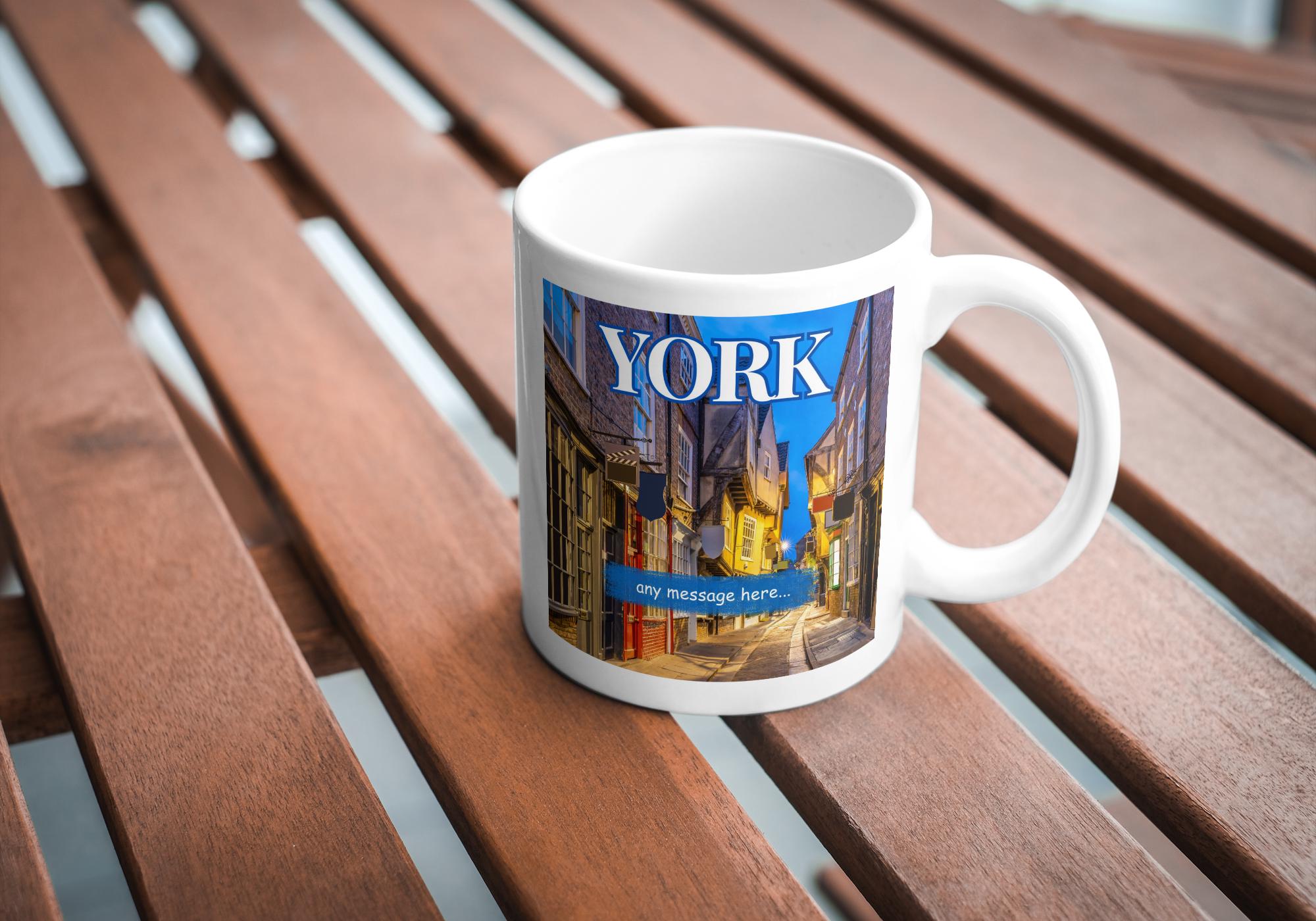 Personalised York Mug | Historic Street Scene | Custom Message | City Souvenir | Heritage Gift from Yorkshire | York Gift | Personalised Mug Etsy