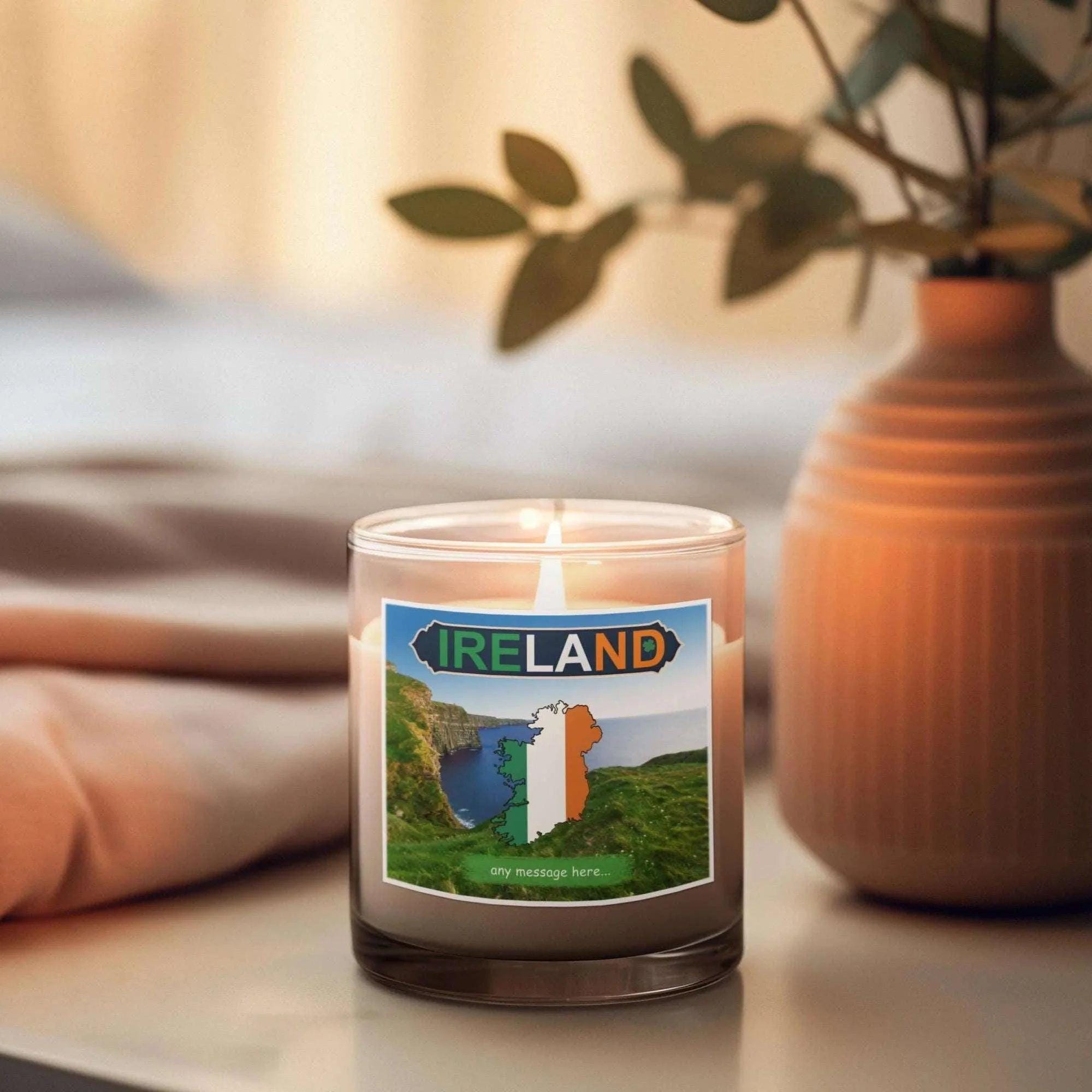 Ireland personalised candle | Ireland Gift | Ireland Message Candle | Ireland Home Decor | Ireland Birthday Message | Irish candle Message Etsy
